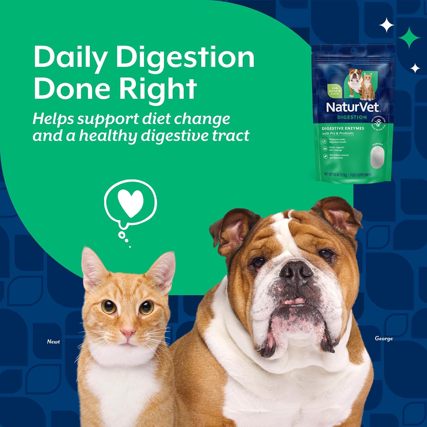 NaturVet Digestive Enzymes with Pre & Probiotic for Dogs & Cats - 8 oz | Supports Diet Changes & a Healthy Digestive Tract with Prebiotics, Powder