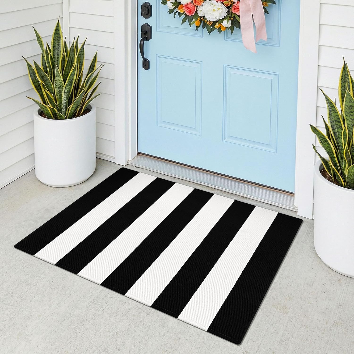 KOZYFLY Black and White Area Rug 3x5 Ft Washable