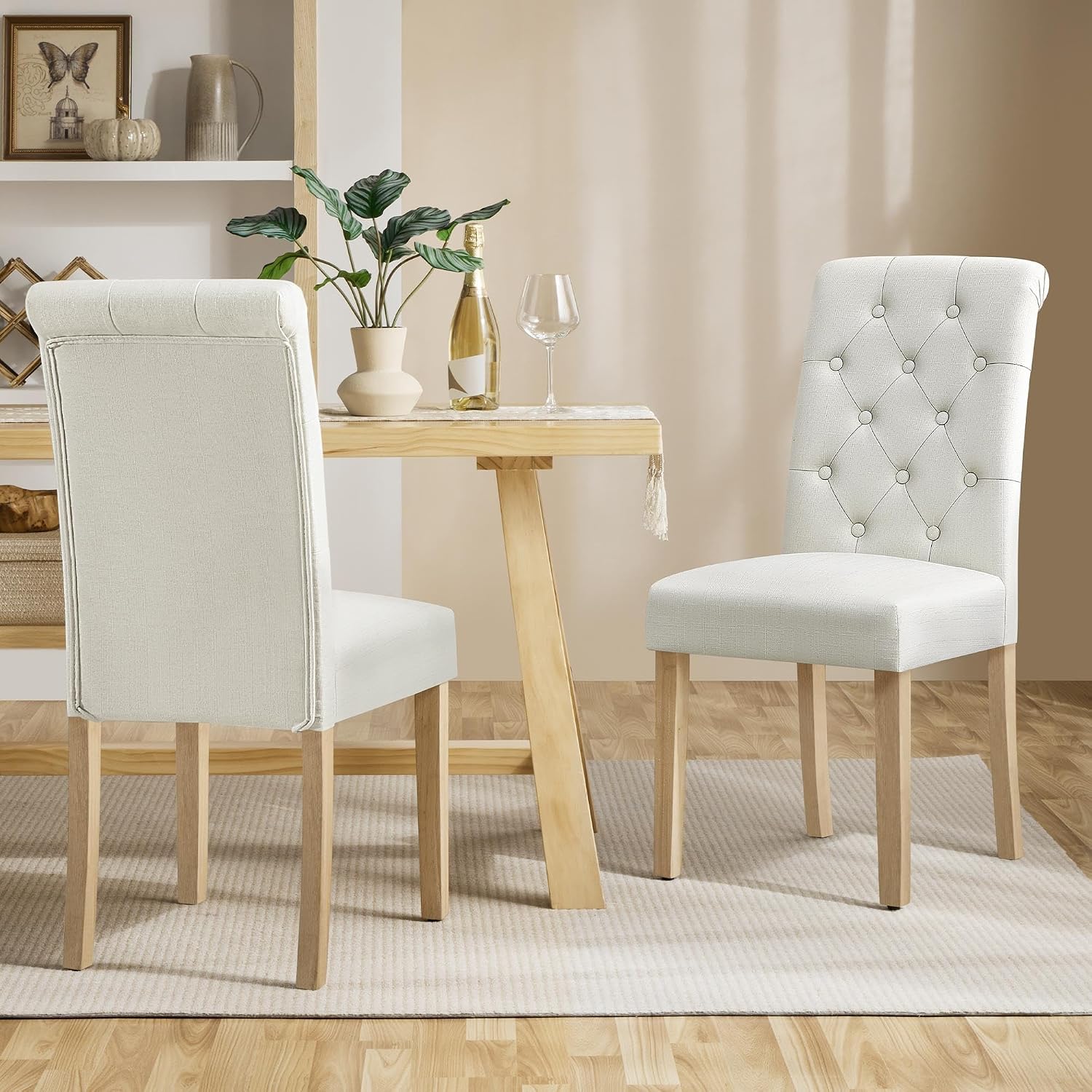 Yaheetech Dining Chairs Set of 2 Modern Upholstered Parson Chairs Dark Gray