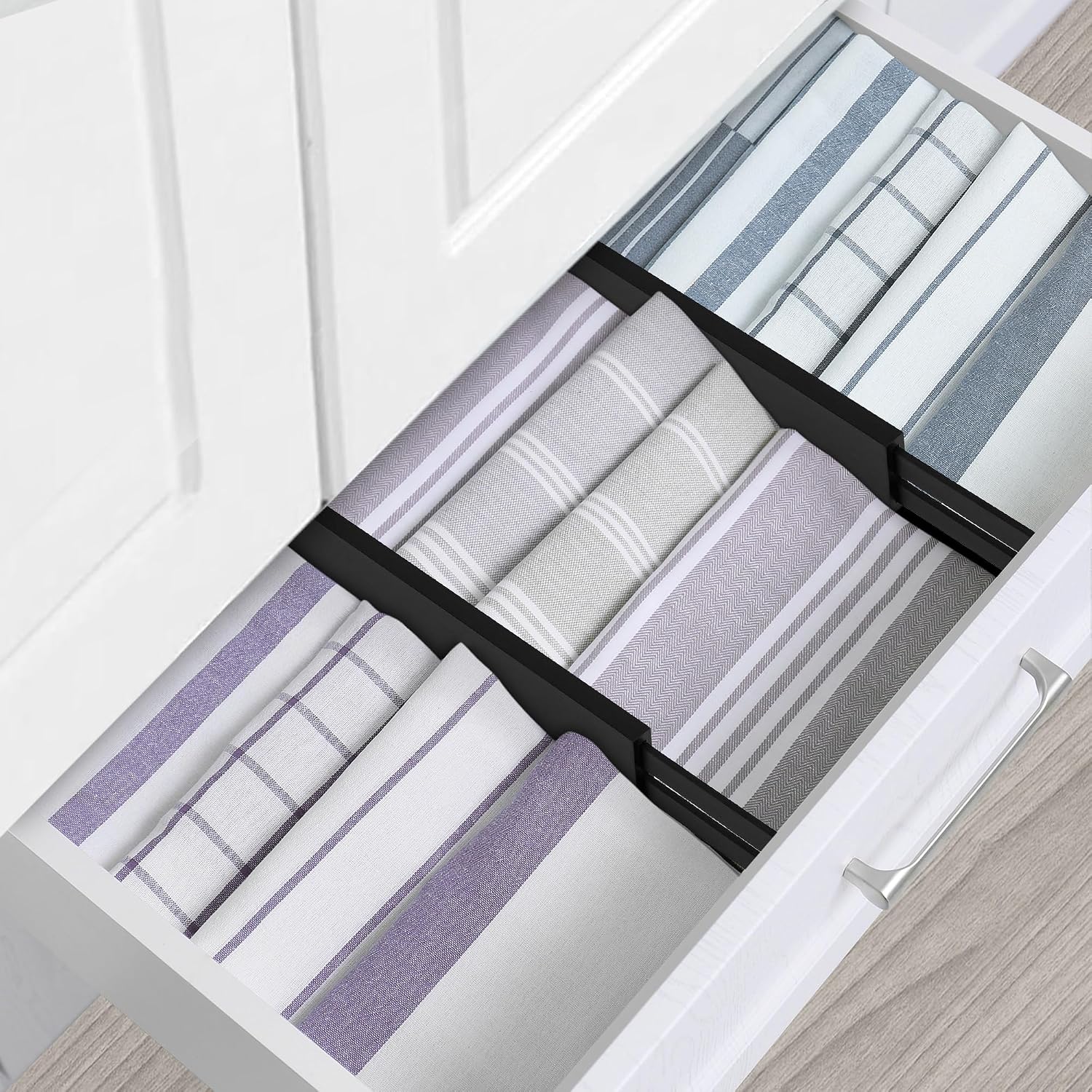 Utoplike 4 Pcs Bamboo Kitchen Drawer Dividers, Large Drawers Organizers | Adjustable Spring Loaded Expandable Organization, Works in Dresser, Bathroom, Bedroom, Office, Fit 17.8"-20.6" Drawer, 2.4"H