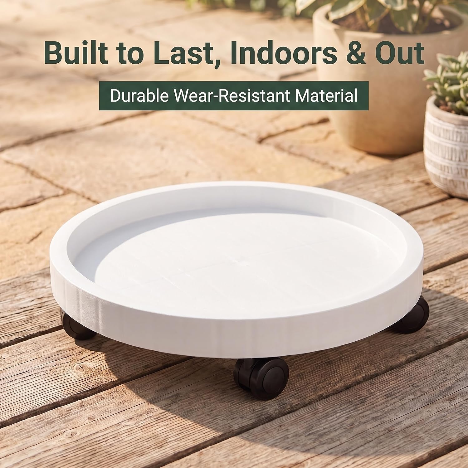 2 Pack of 11 Inch Heavy Duty Plant Caddy with Wheels, Rolling Plant Stand Pot Trolley, Wheeled Planter Saucer Tray