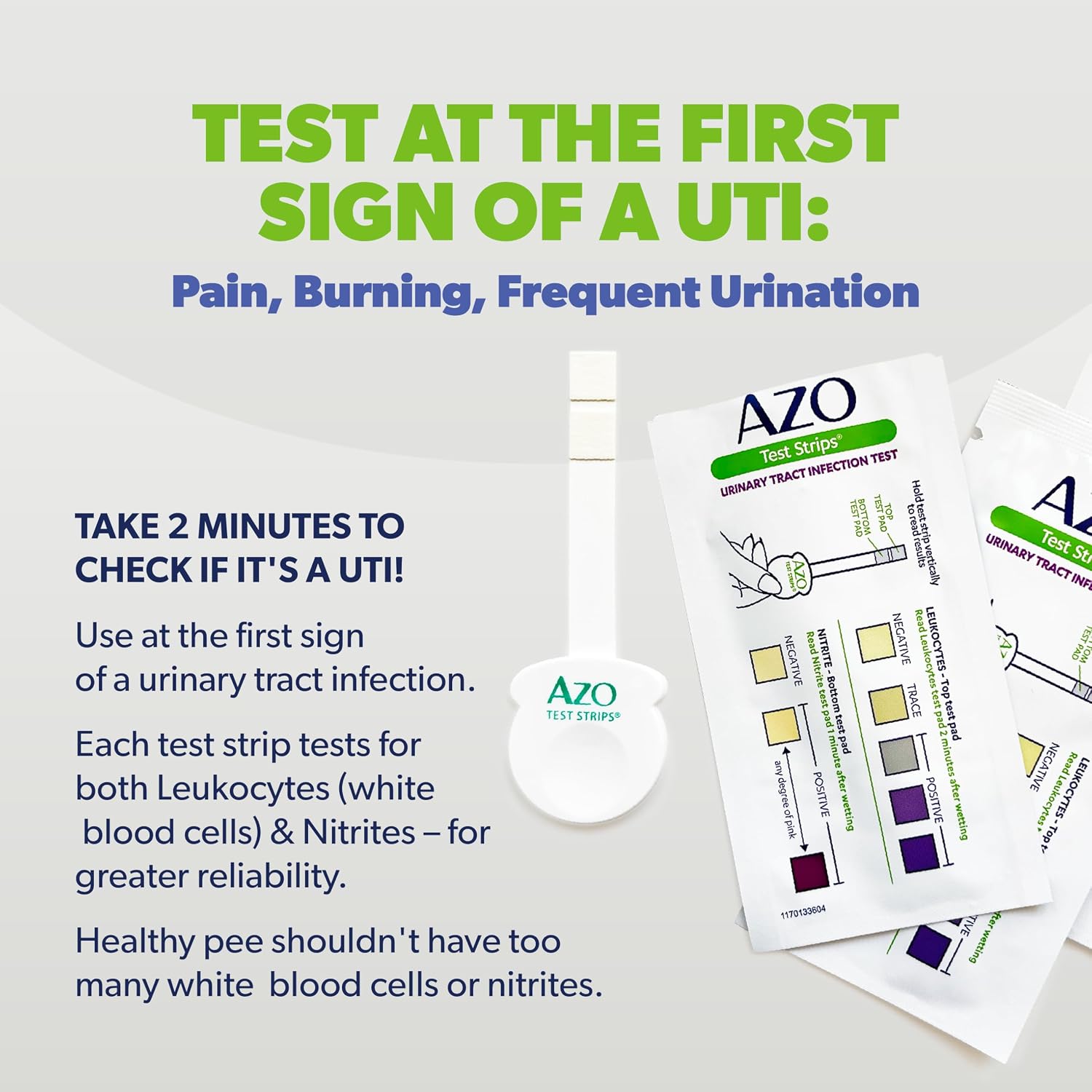 AZO Urinary Tract Infection (UTI) Test Strips, Results in 2 Mins