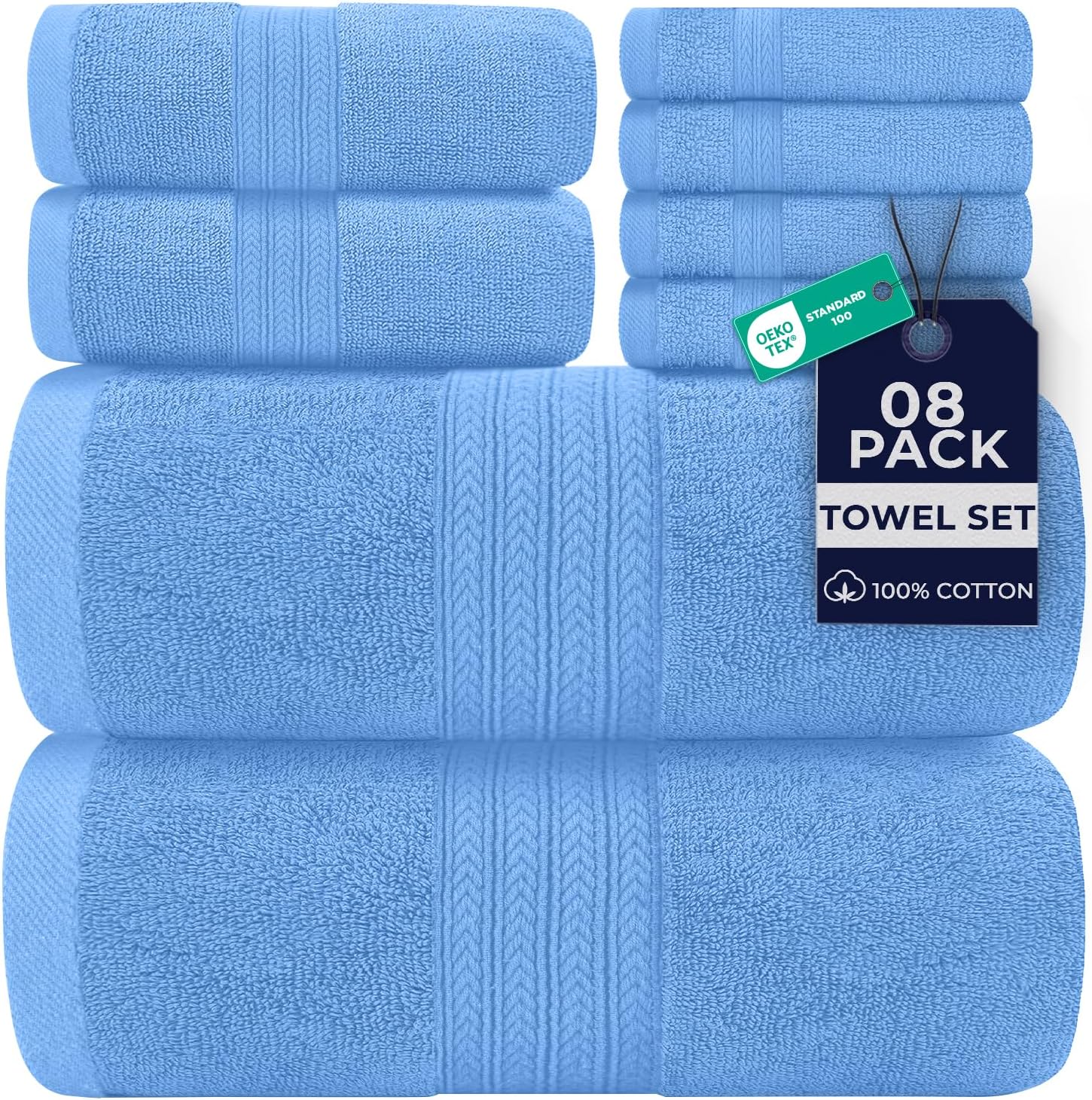 DAN RIVER 24 Pack Cotton Wash Cloths Set for Showering [12x12] White
