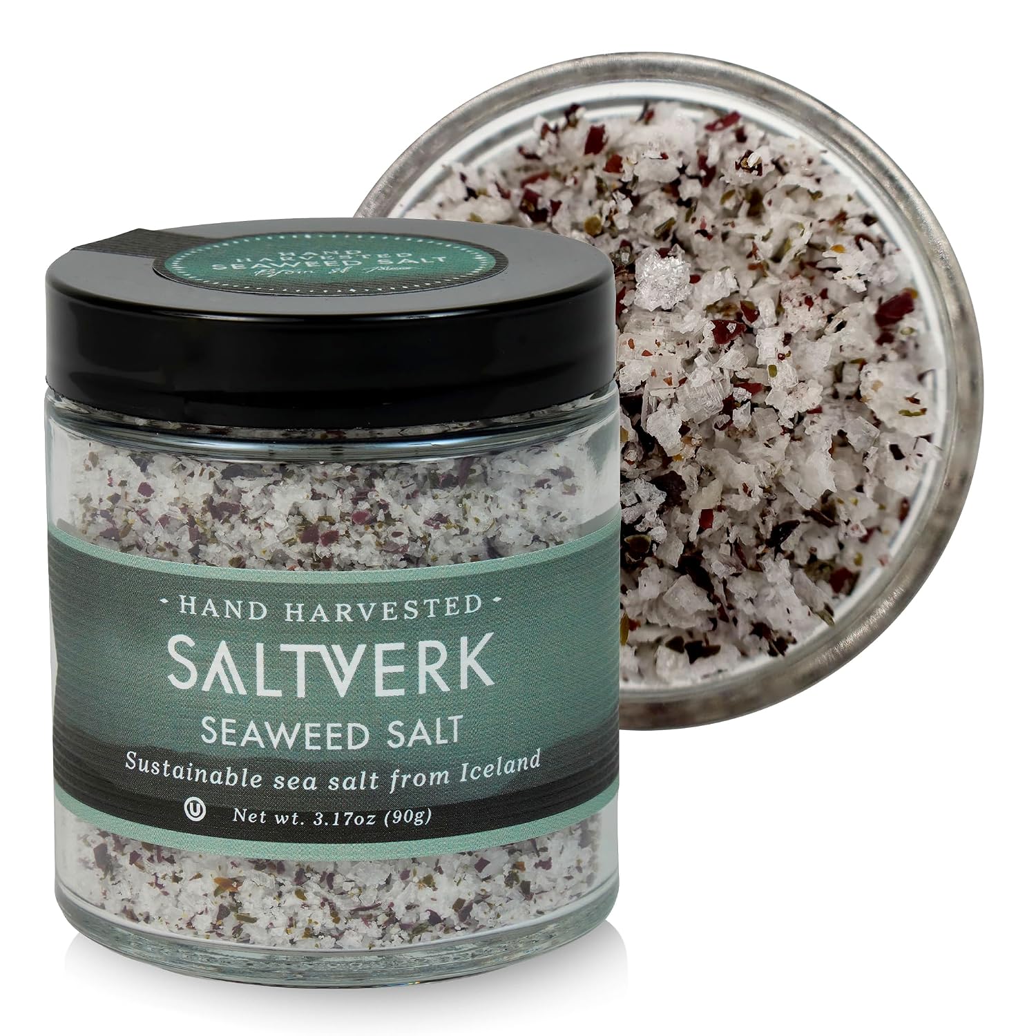 Saltverk Sea Salt - Seaweed 3.17 Oz | Gourmet, Icelandic, Hand Harvested and Sustainably Made