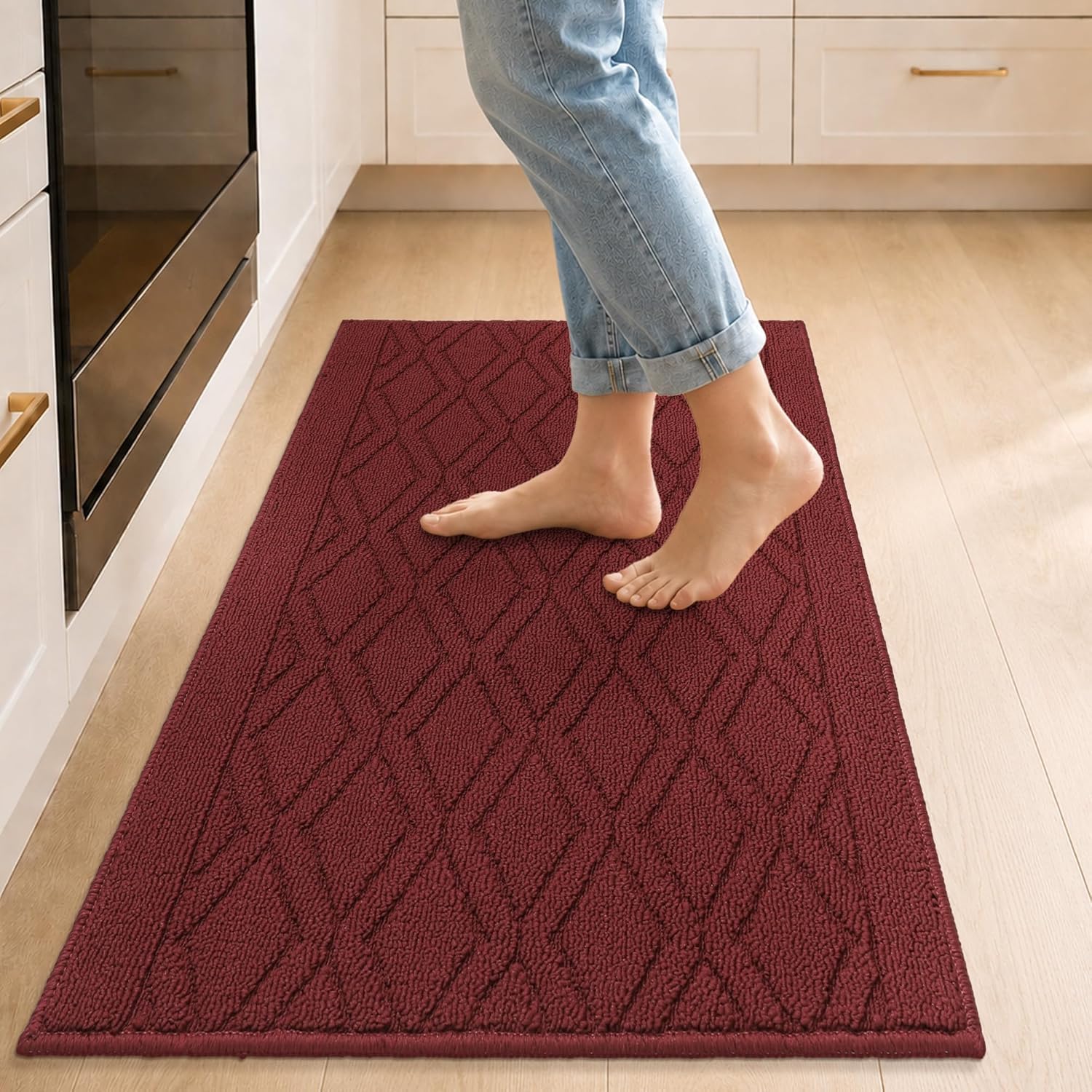 COSY HOMEER 48x20Inch/30X20Inch Kitchen Rug Mats,Grey