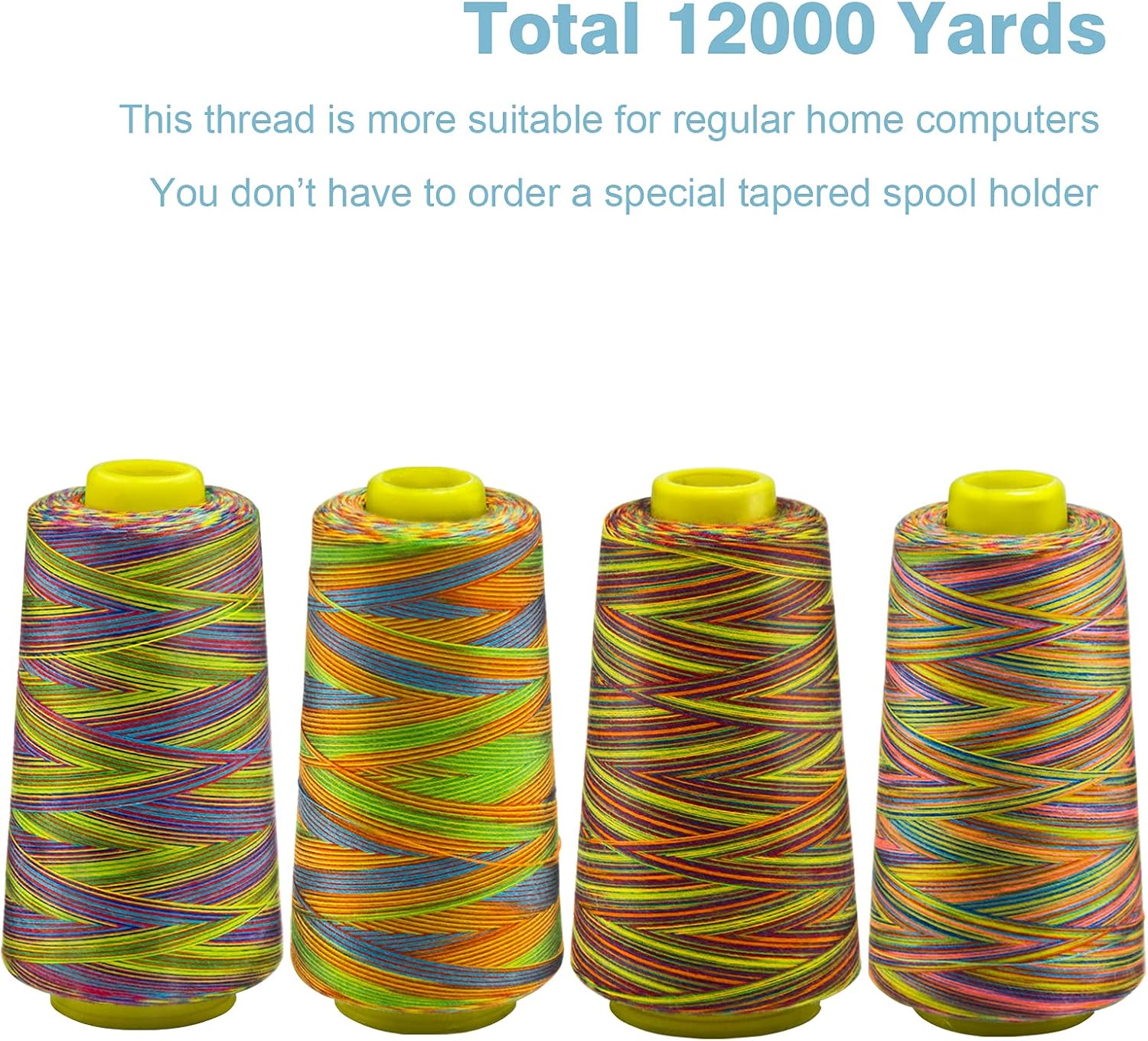 Black Serger Thread, All-Purpose Thread for Sewing, Polyester, 4 Cones of 3000 Yards Each Spool for Sewing Machine