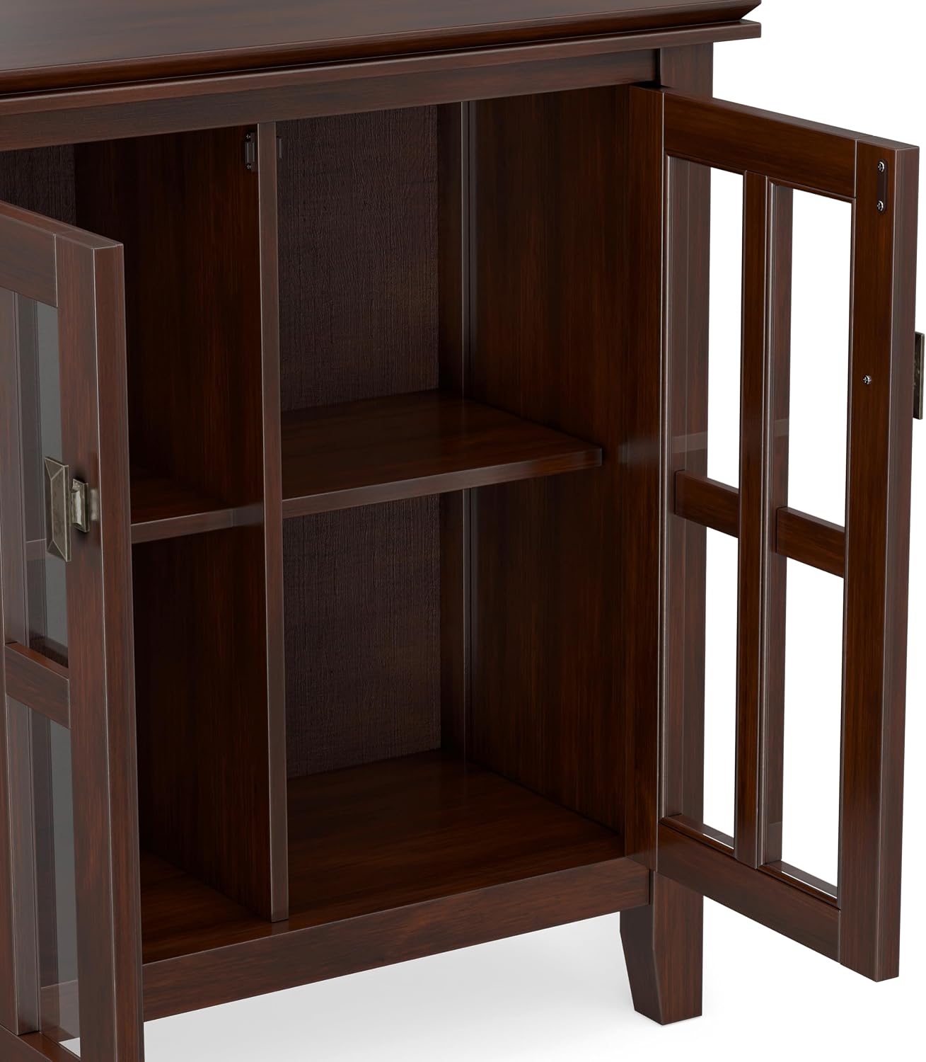 SIMPLIHOME Artisan 30" Wide Solid Wood Cabinet in Russet Brown