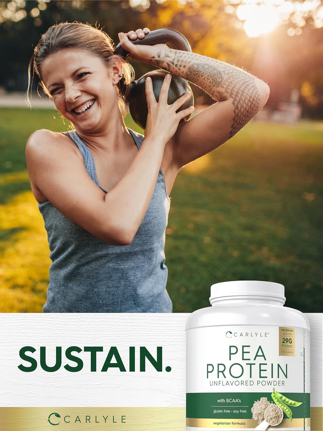 Carlyle Pea Protein Isolate Powder | 7lb | Unflavored | 29G Per Serving | Vegetarian, Non-GMO, Gluten, and Soy-Free