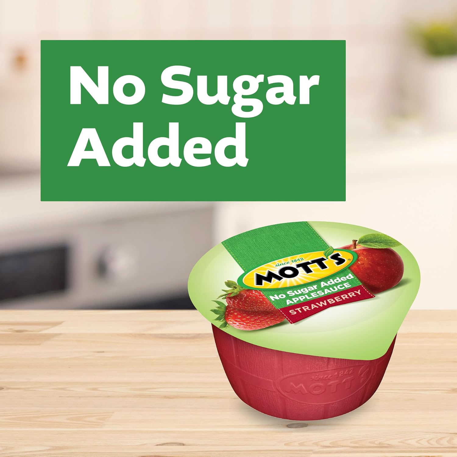 Mott's No Sugar Added Strawberry Applesauce, 3.9 Ounce Cup, 6 Count (Pack of 12)