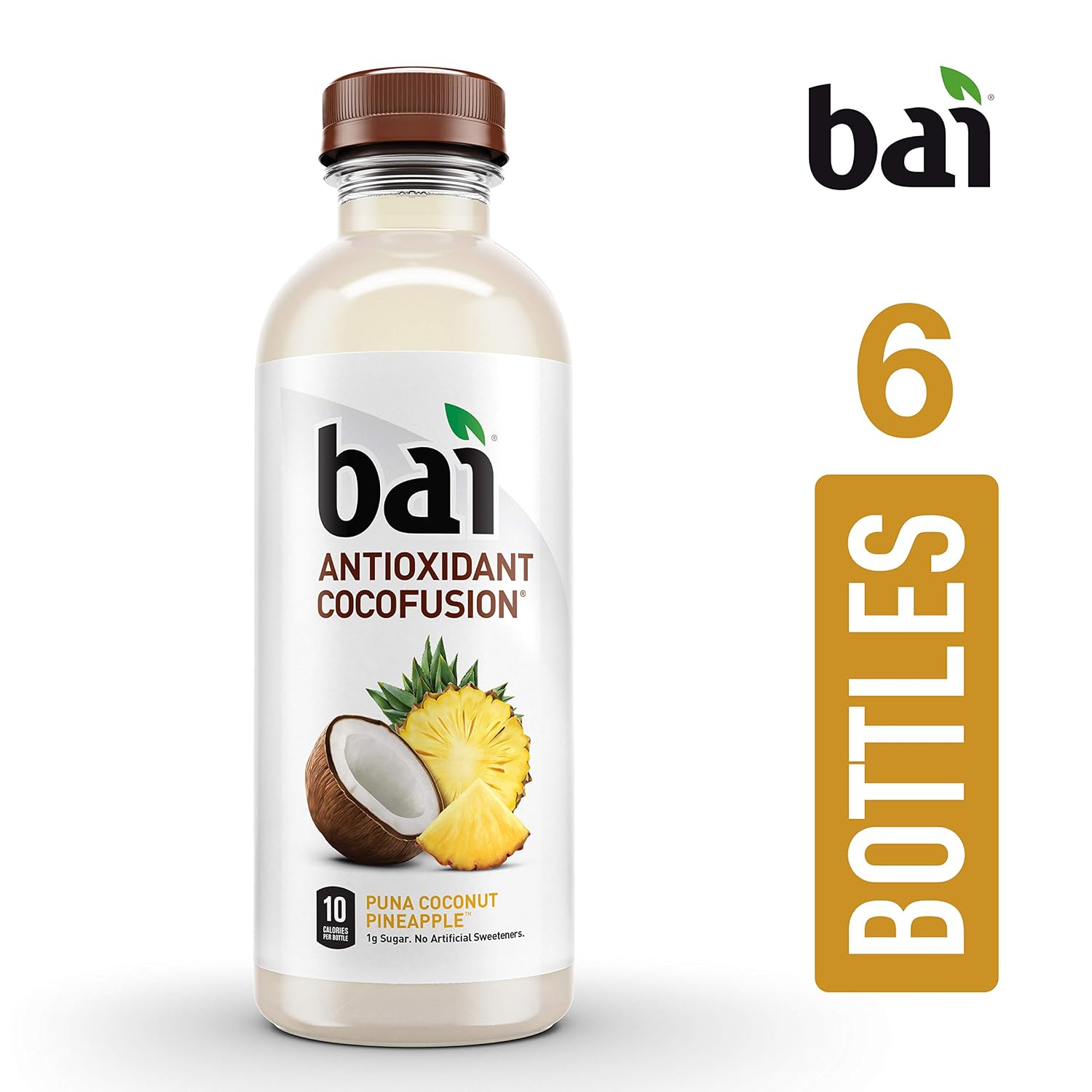 Bai Coconut Flavored Water Puna Coconut Pineapple, Antioxidant Infused, Coconut Pineapple Flavored Water Drink, 18 Fluid Ounce Bottles, 6 Count