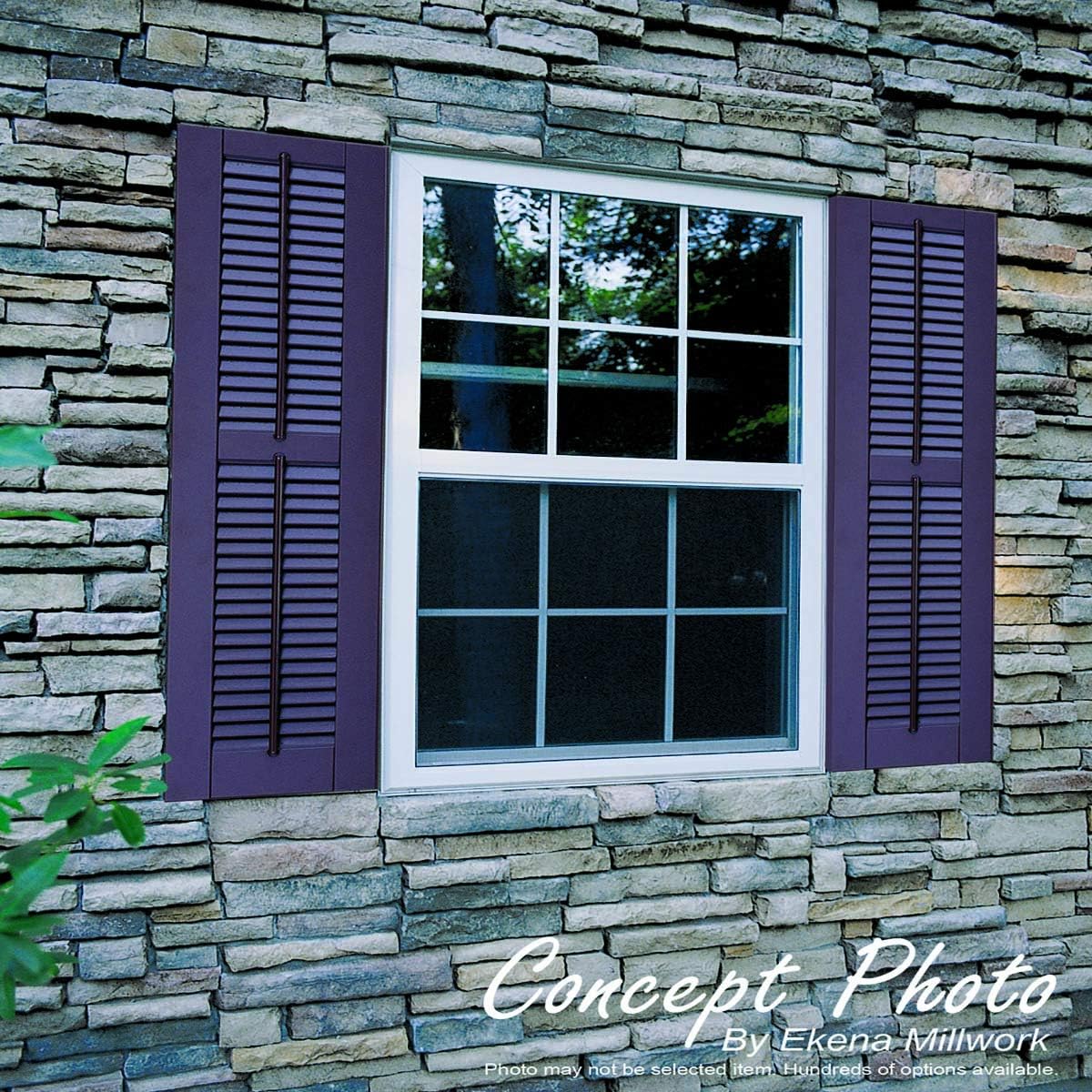 18"W x 60"H True Fit PVC Two Equal Louver Shutters, Unfinished (Per Pair - Hardware Not Included)