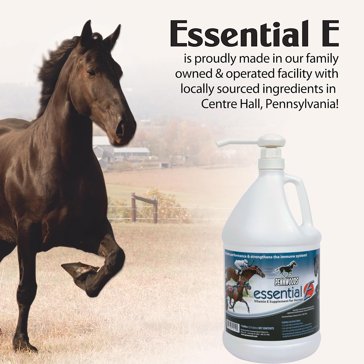 Essential E: Equine Vitamin E Horse Supplement, 1 Gallon | Supports Horse Health, Athletic Performance, Muscle Recovery, Equine Daily Nutrition