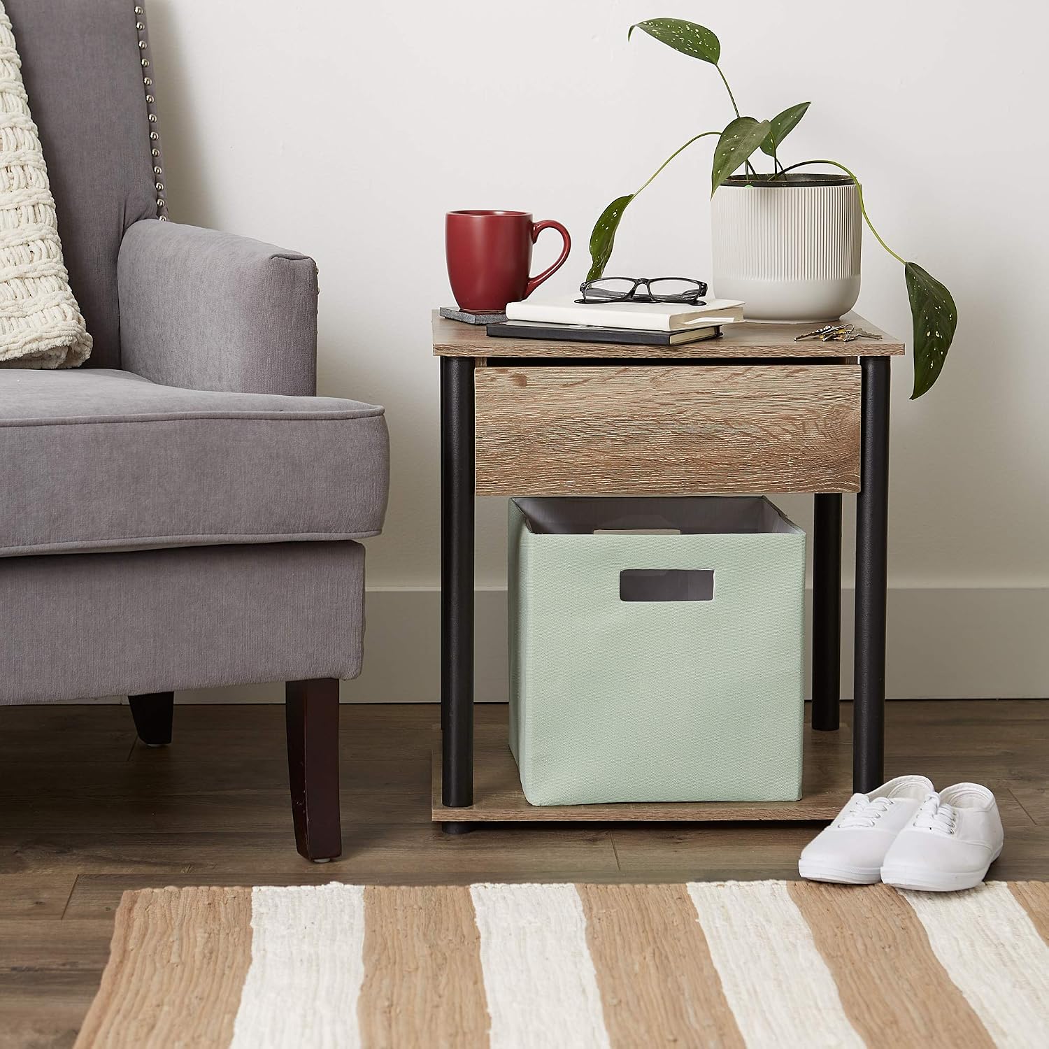 DII Fabric Storage Cube Organizer Bin 13x13x13 Foldable, Teal