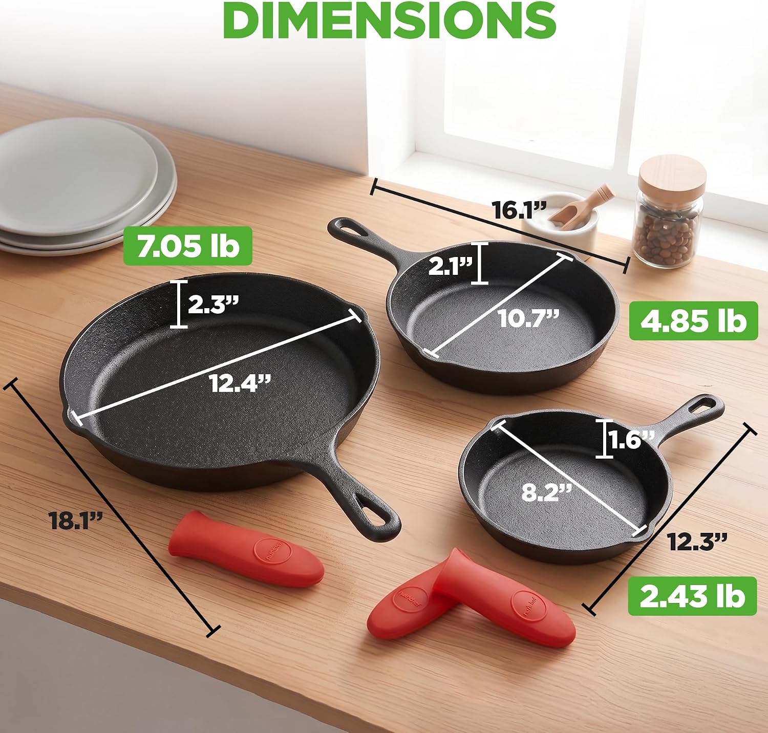 NutriChef 10 Inch Cast Iron Skillet with Lid - Pre-Seasoned Small Fry Pan with Side Drip Spout and Silicone Handle