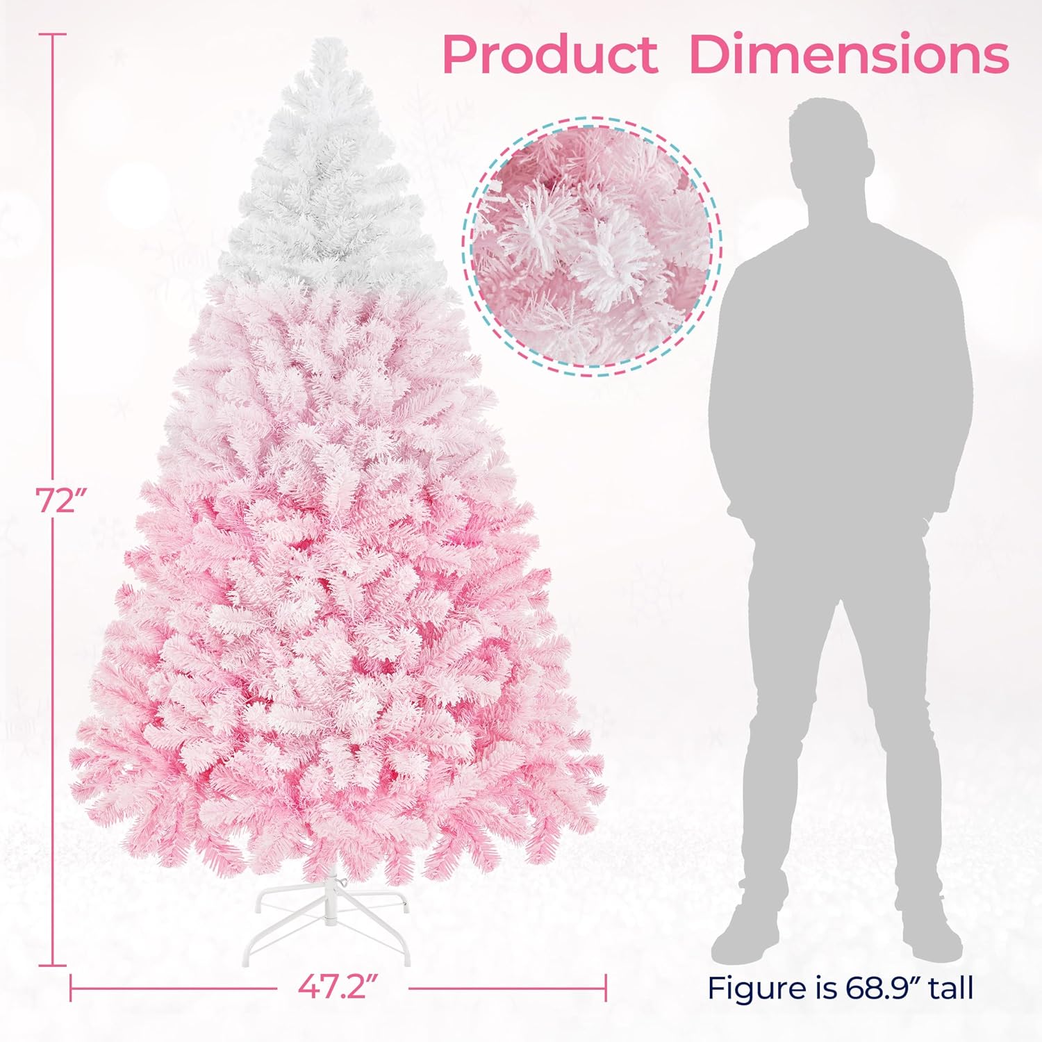 Yaheetech 7.5ft Pre-Lit Snow Flocked Artificial Christmas Tree, 550 Lights