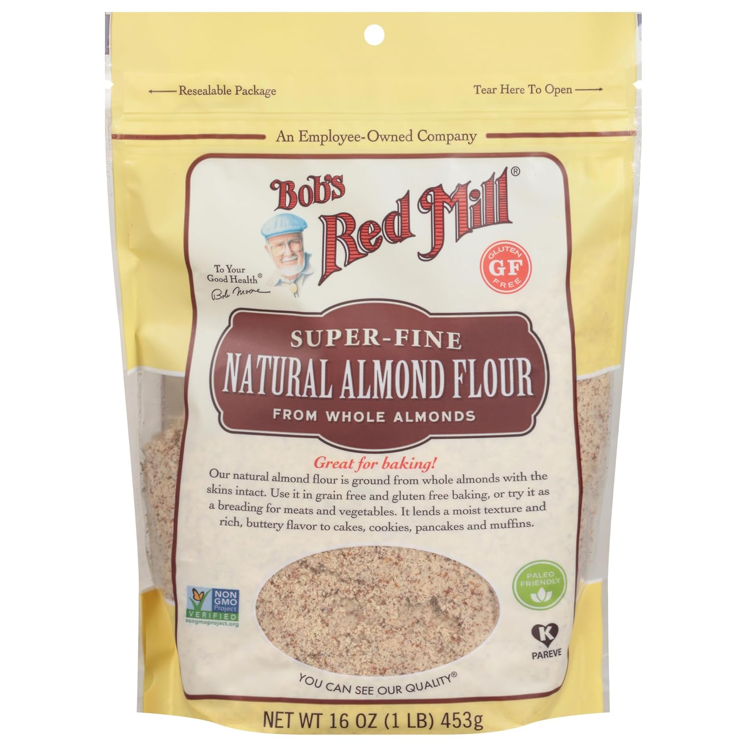 Bob's Red Mill Natural Almond Flour, 16oz (Pack of 4) - Non GMO, Vegan, Paleo Friendly, Keto Friendly, Kosher