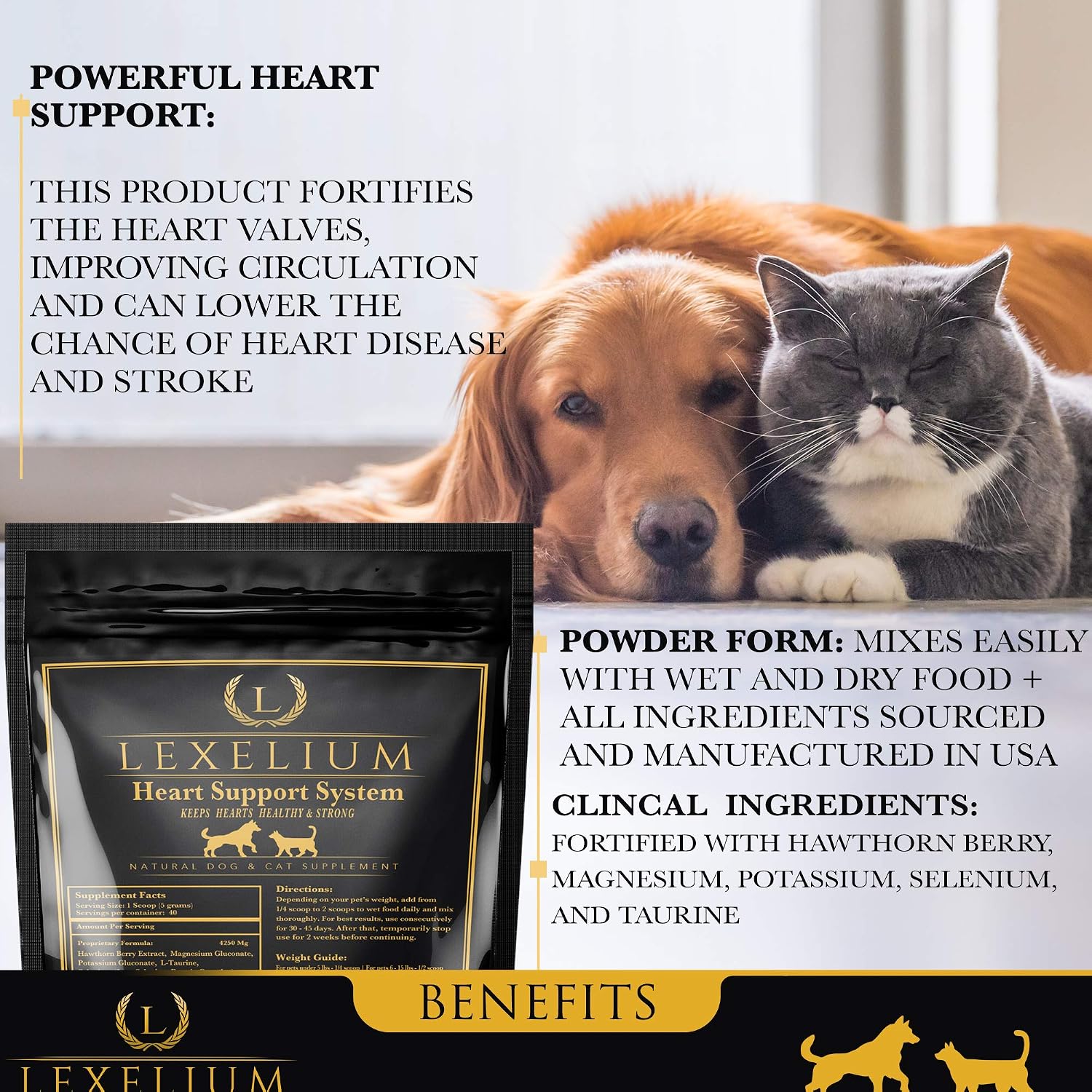Heart Support for Dogs & Cats with Taurine, Circulation Powder Formula 200g