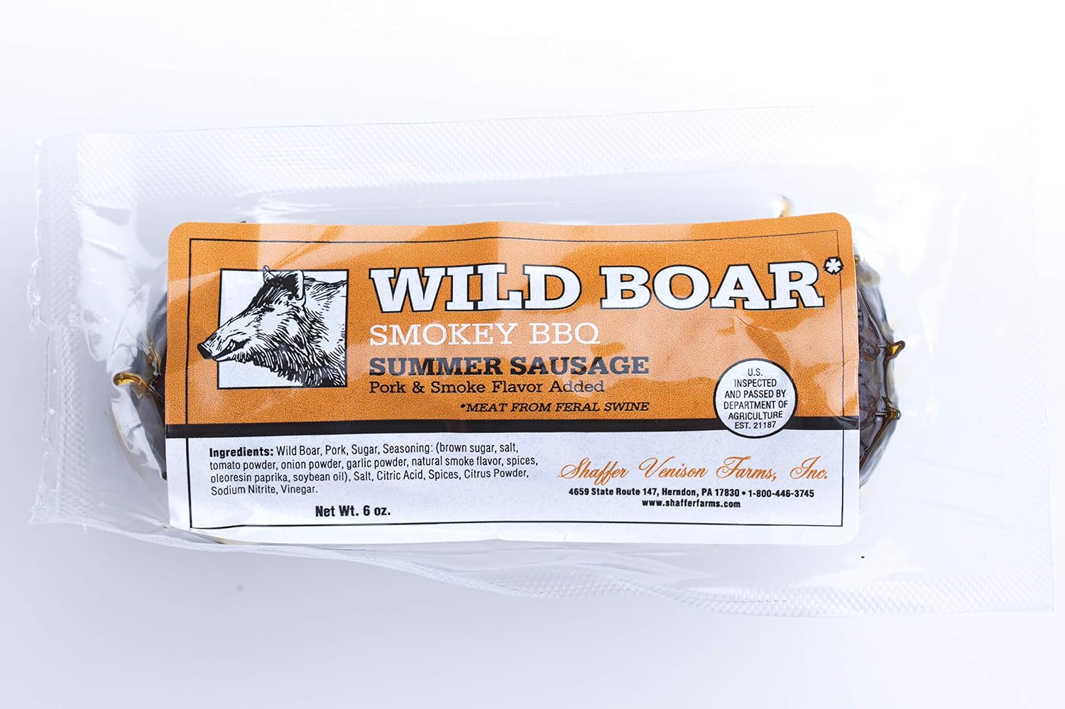 Wild Boar Smokey BBQ Summer Sausage 6 oz chub