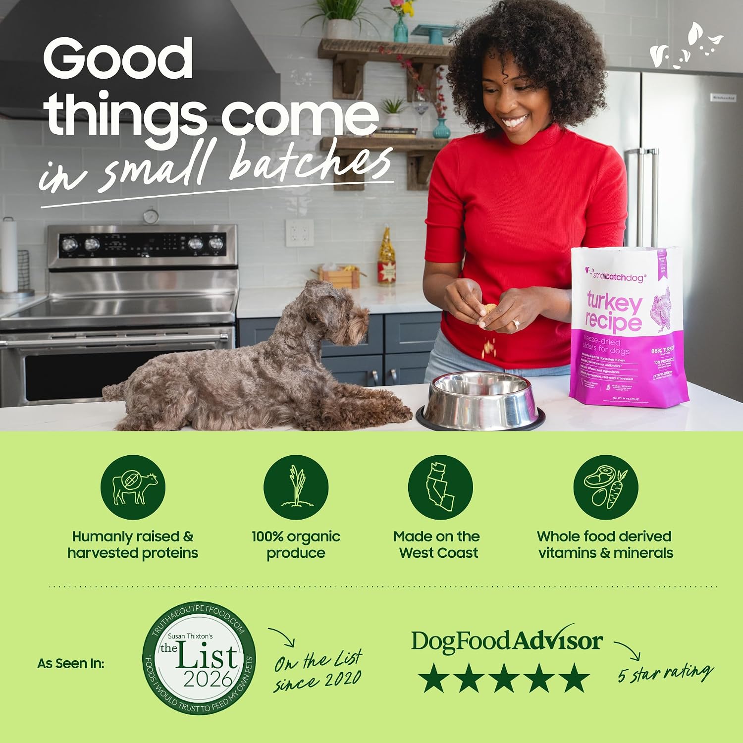 smallbatch Freeze Dried Raw Dog Food, Grass-Fed Beef Recipe, 14 oz | High Protein Dog Food, Grain-Free, Single Protein, for Picky Eaters, Hydrate & Serve, All Life Stages, Puppies & Adult Dogs