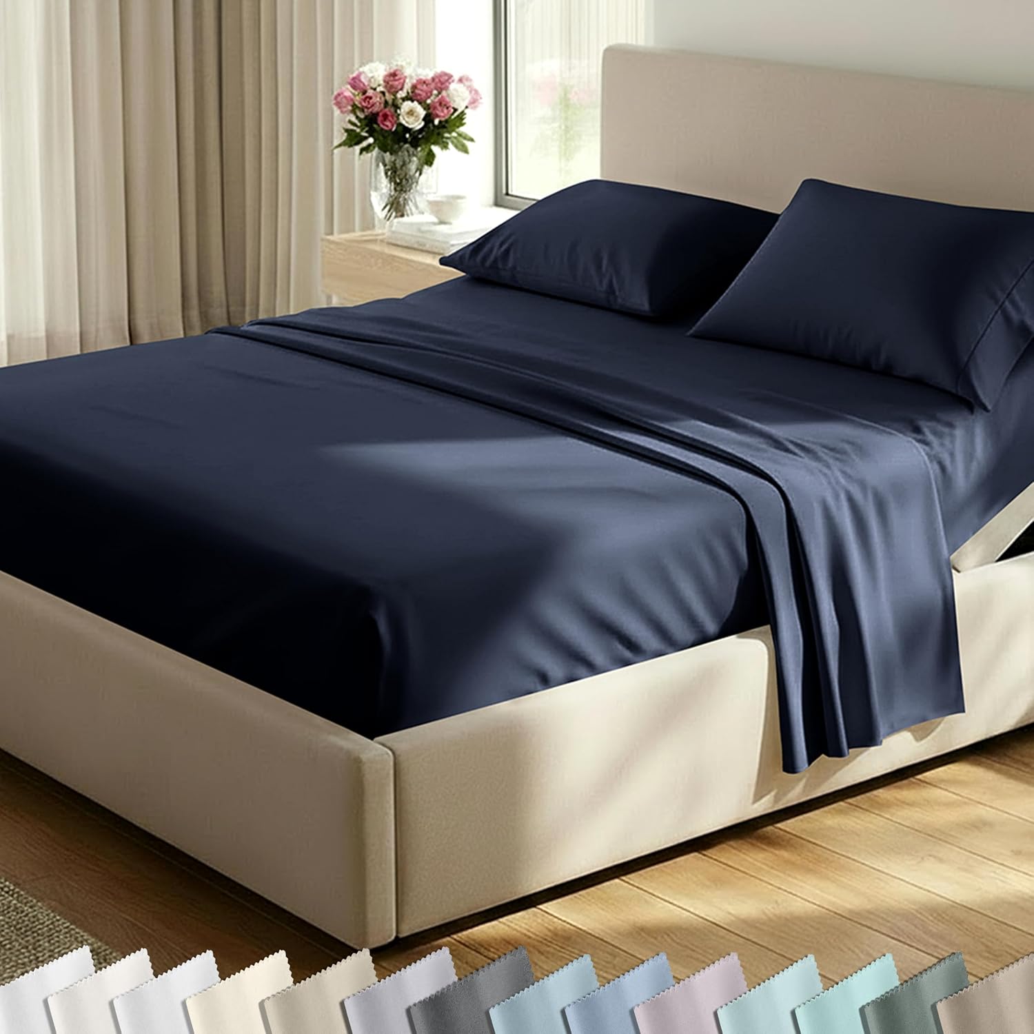 California Design Den Luxury 600 Thread Count Full Size Sheet Sets, Seafoam | 100% Cotton Sateen Backed by Good Housekeeping Seal, Soft & Smooth, 16" Deep Pocket, All-Around Elastic, Durable, Easy Care
