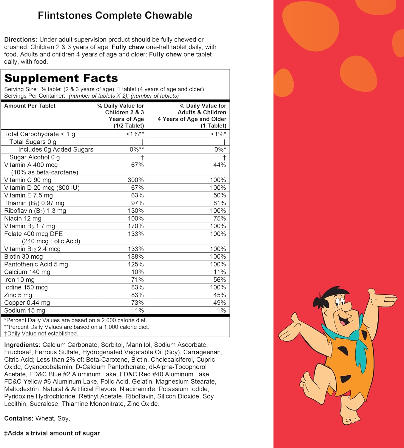 Flintstones Vitamins Chewable Kids Vitamins, Complete Multivitamin for Kids and Toddlers with Iron, Calcium, Vitamin C, Vitamin D & more