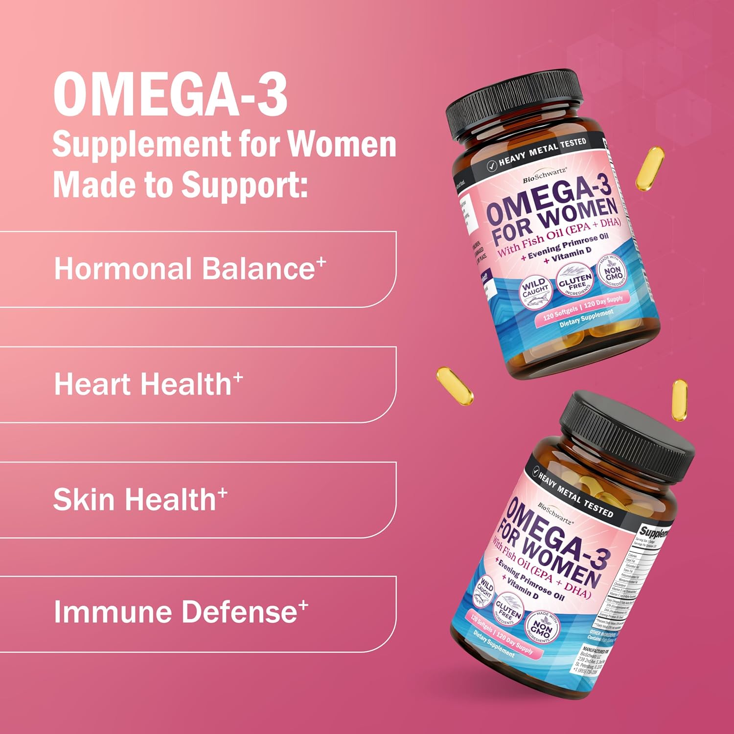 Triple Strength Omega 3 Fish Oil 3000mg for Women and Men, 90 Softgels | High Potency Omega 3 Supplement, Burpless Lemon Flavor Fish Oil - 2250mg Essential Fatty Acids with DHA & EPA, Wild Caught