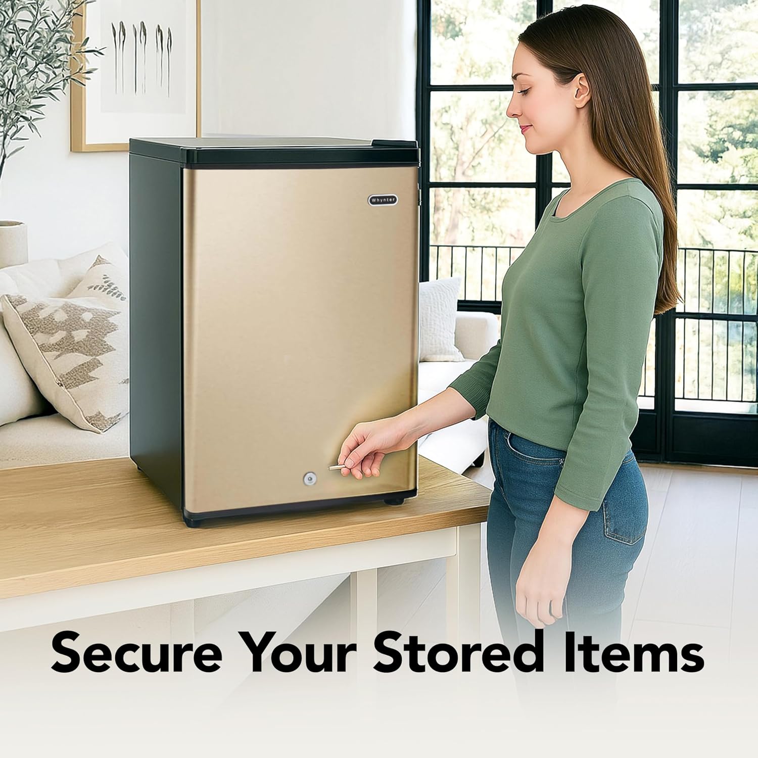 Whynter Upright Freezer 2.1 Cu Ft Lock, Mini Freezer, Stainless CUF-210SS | Adjustable Thermostat and Security Lock, Energy Star Rated, Reversible Door, Adds Compact Frozen Storage at Home