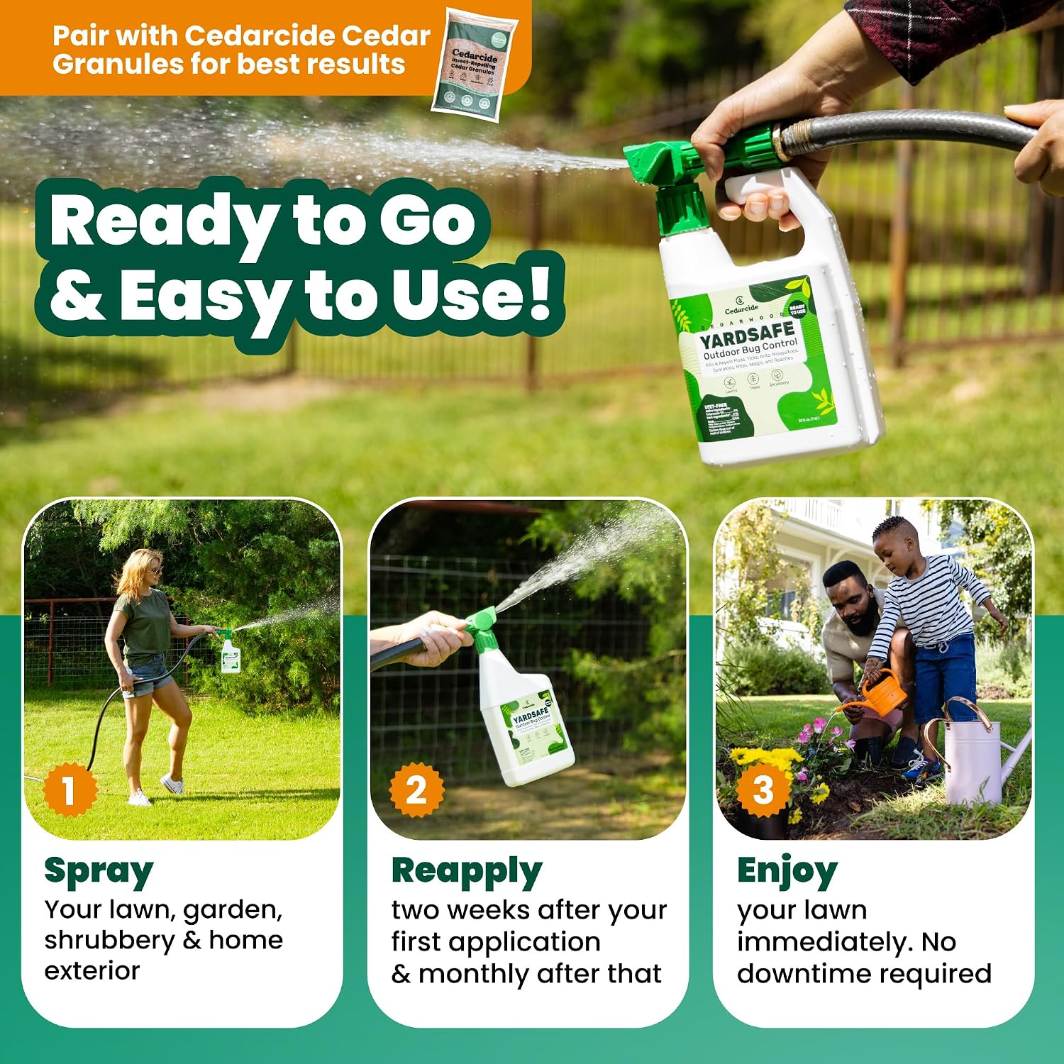 Cedarcide YardSafe | Kills & Repels Mosquitoes, Ticks, Fleas