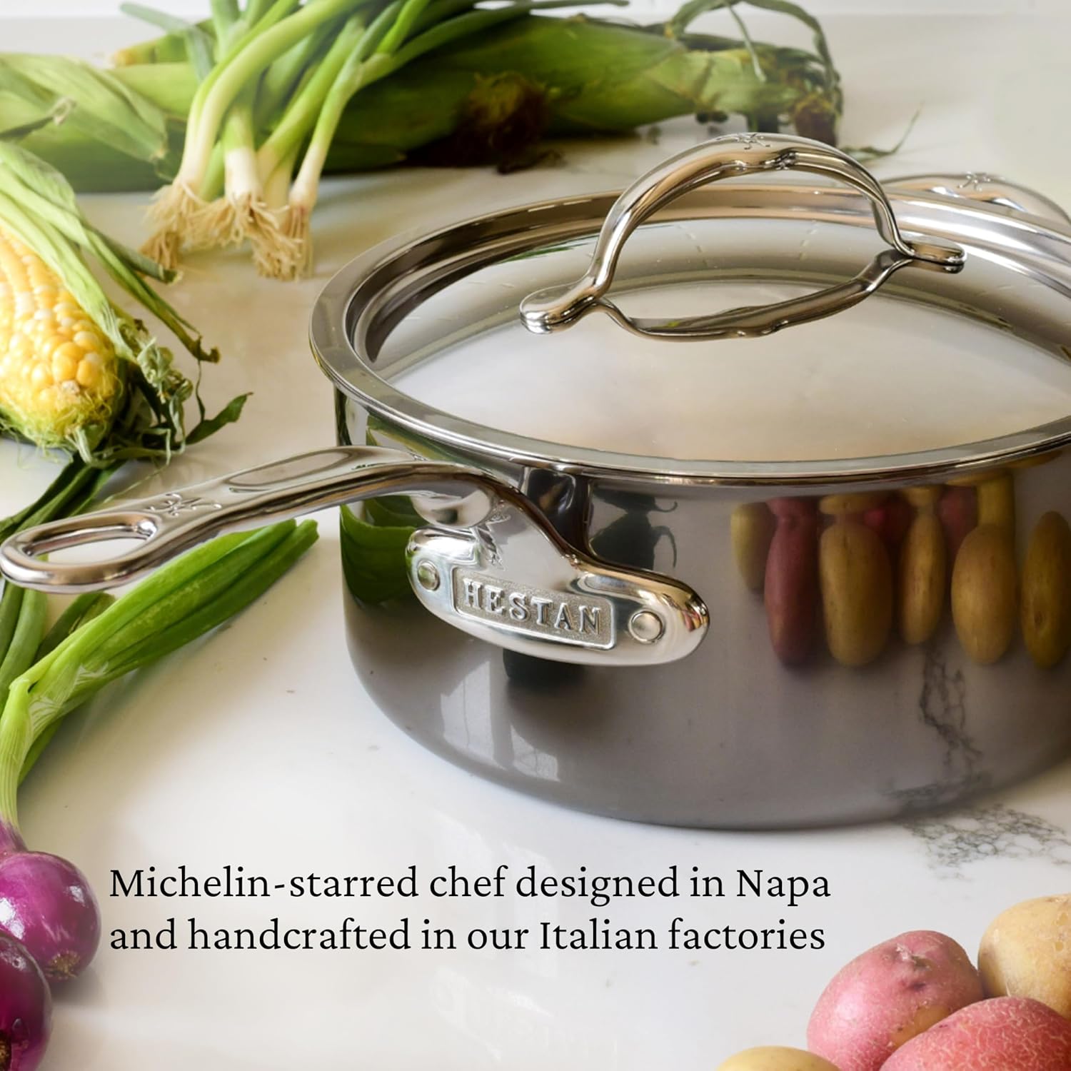 Hestan - NanoBond Collection - Stainless Steel Titanium Sauce Pan, Induction Cooktop Compatible, 4 Quart