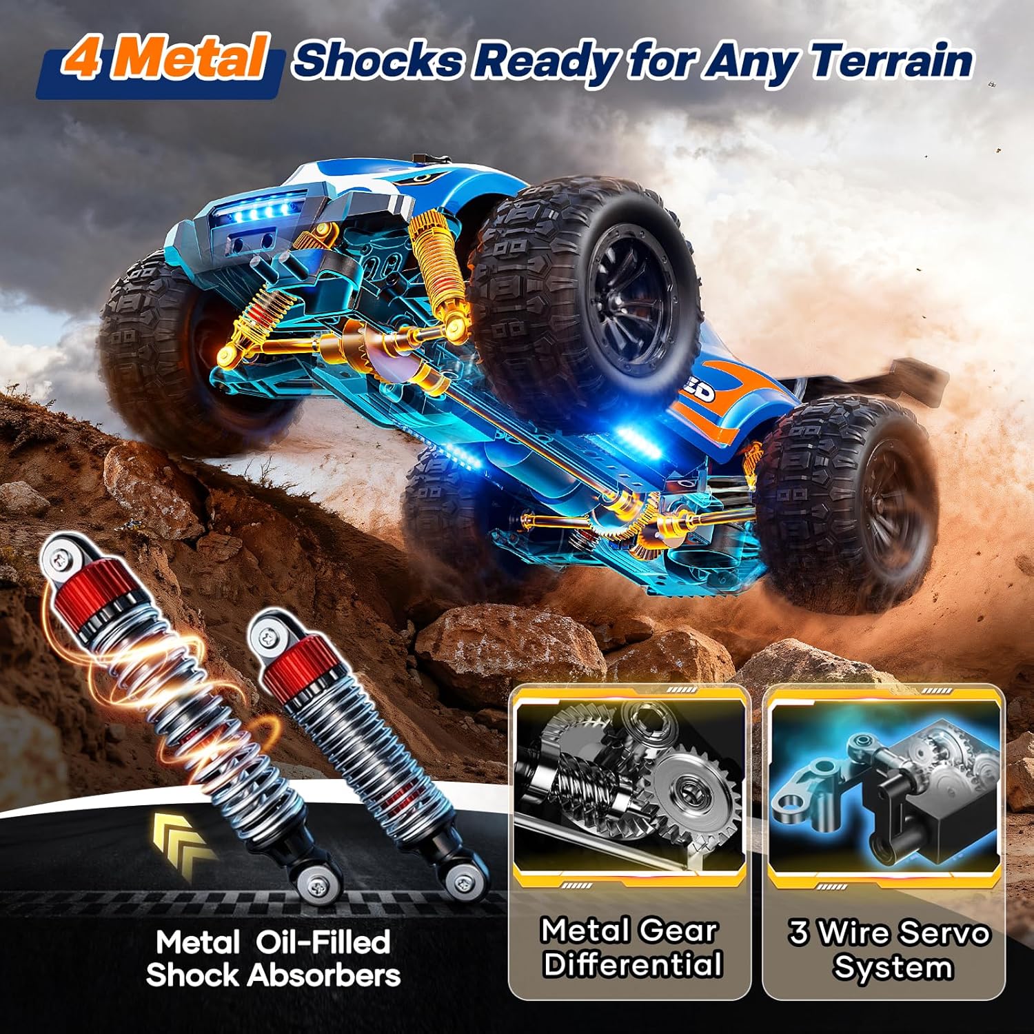 1/16 Brushless Fast RC Cars for Adults - Max 64KM/H Off Road Remote Control Car - High Speed 4X4 All Terrain RC Monster Trucks