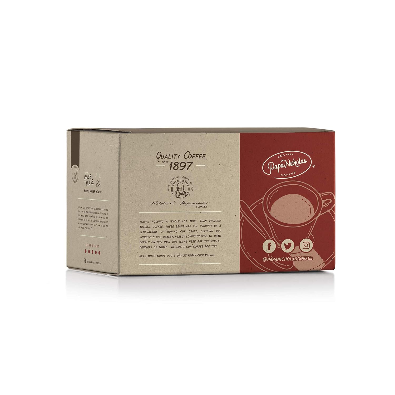 Papanicholas Coffee Single Serve Coffee Cups, Fits Keurig K Cup Brewers, Coffee Pods Hawaiian Islands Blend,12 Ounce