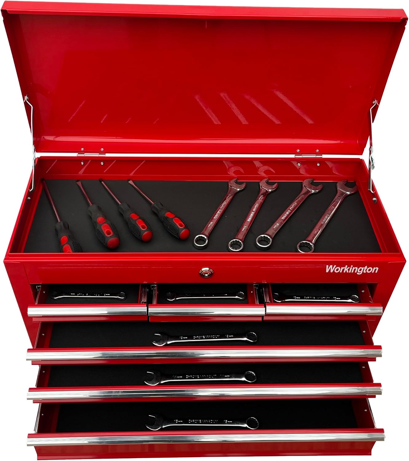 Workington Portable Metal Tool Chest with 6 Drawers, 24" 6-Drawer Tool Chest Cabinet with Ball Bearing Drawer Slides