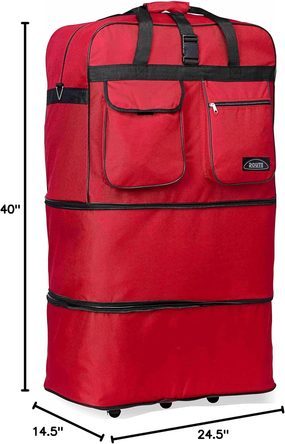 40" RED Large Expandable Rolling 6 Wheeled Duffel Bag Spinner Suitcase Luggage