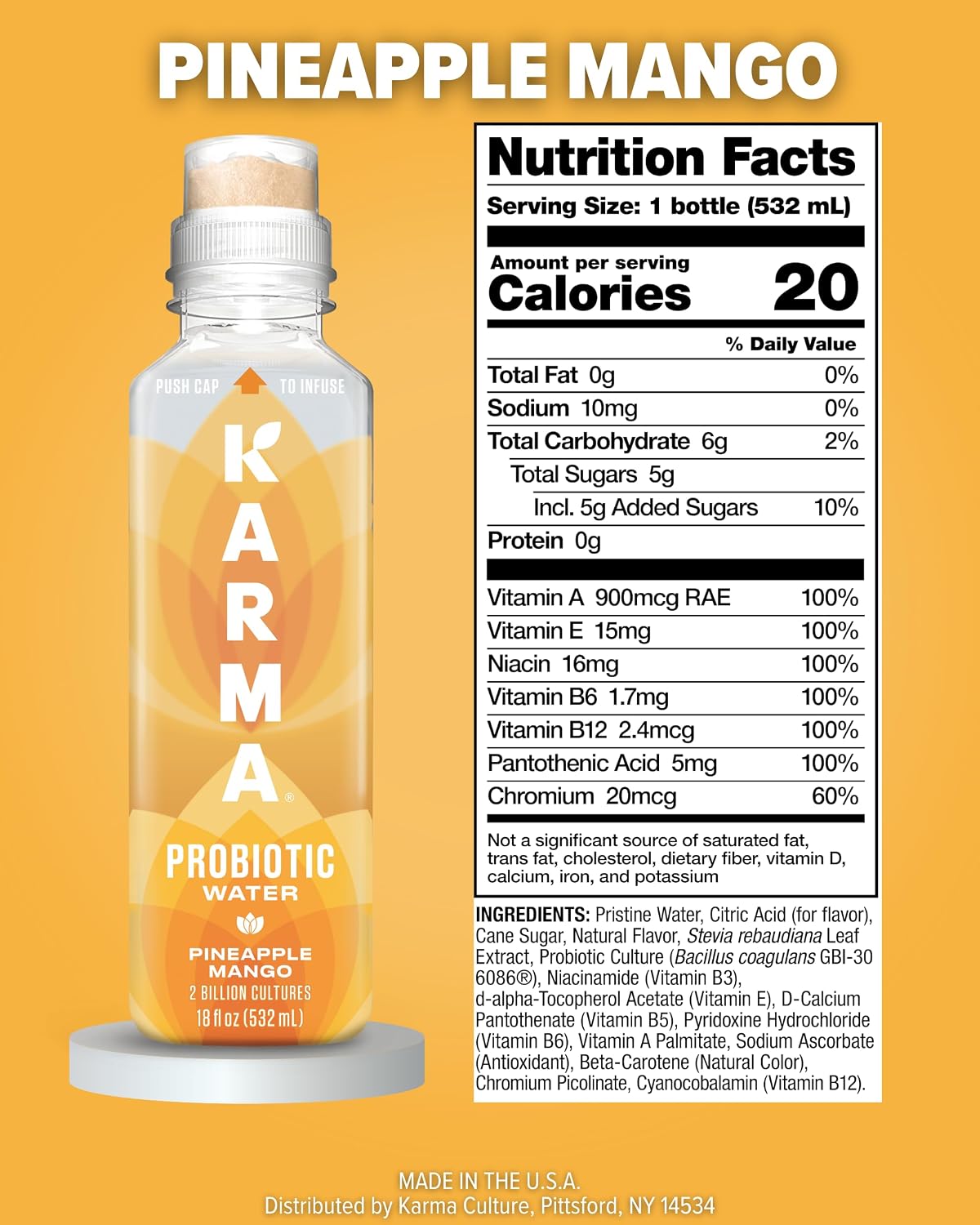 Karma Probiotic Water - 12 Pack, Berry Cherry Drink - Immune & Gut Health Support