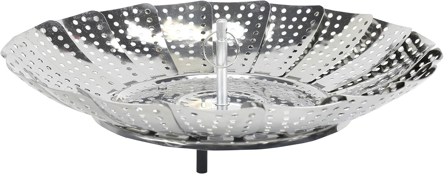 Chef Craft Classic Steamer Basket, 6 inch Diameter 9.5 inch Expanded, Stainless Steel
