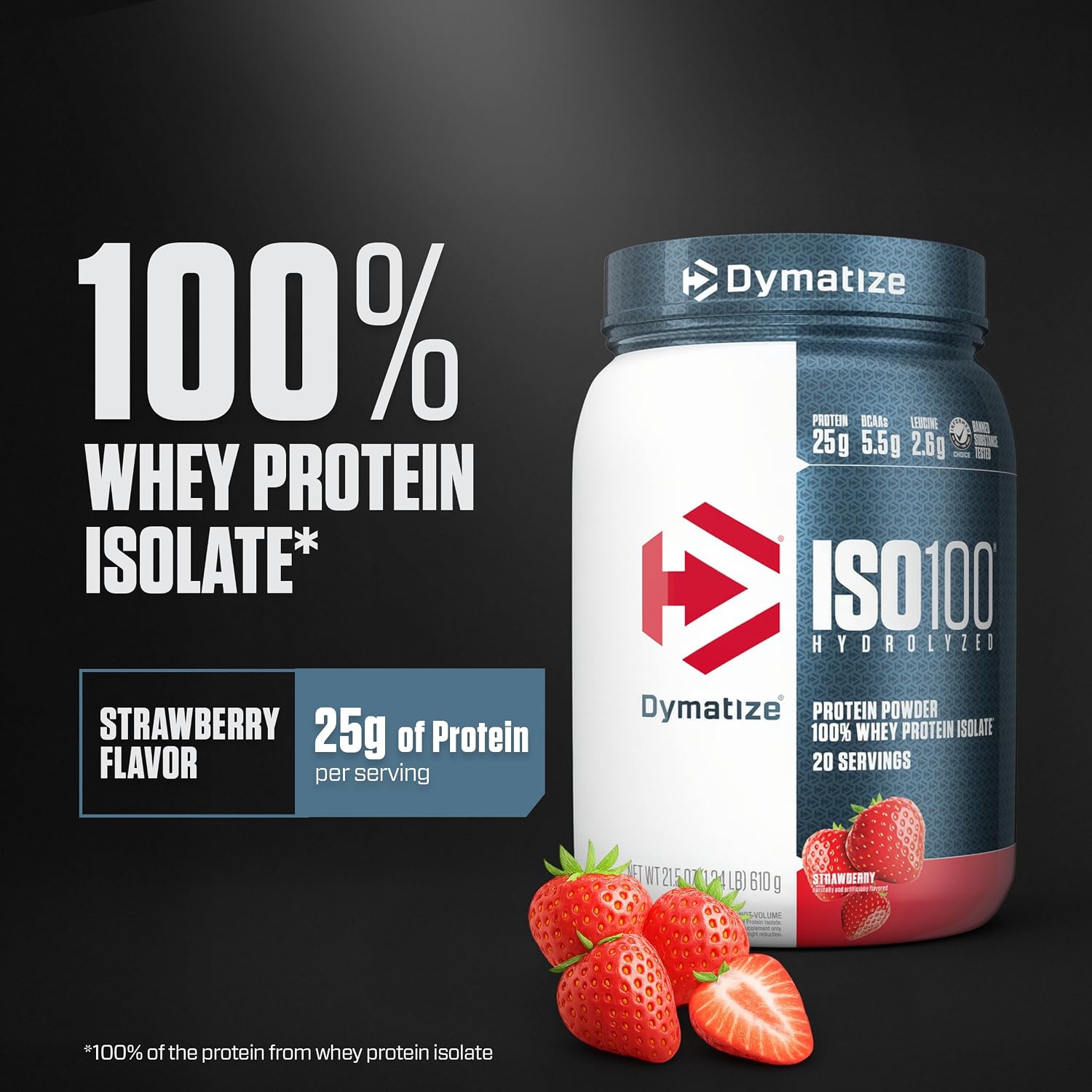 Dymatize ISO100 Protein Powder, 100% Whey Isolate, Gourmet Chocolate | 25g Protein, Hydrolyzed, Fast-Absorbing, Supports Muscle Health, 5.5g BCAAs, Gluten-Free, 76 Servings, 5 lb