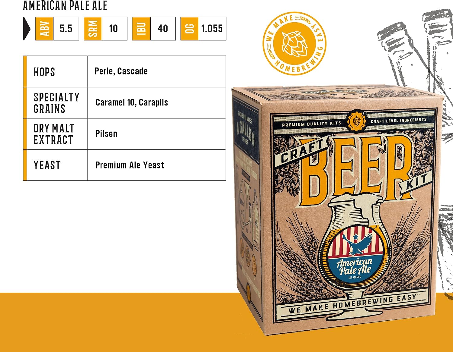 Craft A Brew - Hefeweizen - Beer Making Kit - Make Your Own Craft Beer - Complete Equipment and Supplies - Starter Home Brewing Kit - 1 Gallon