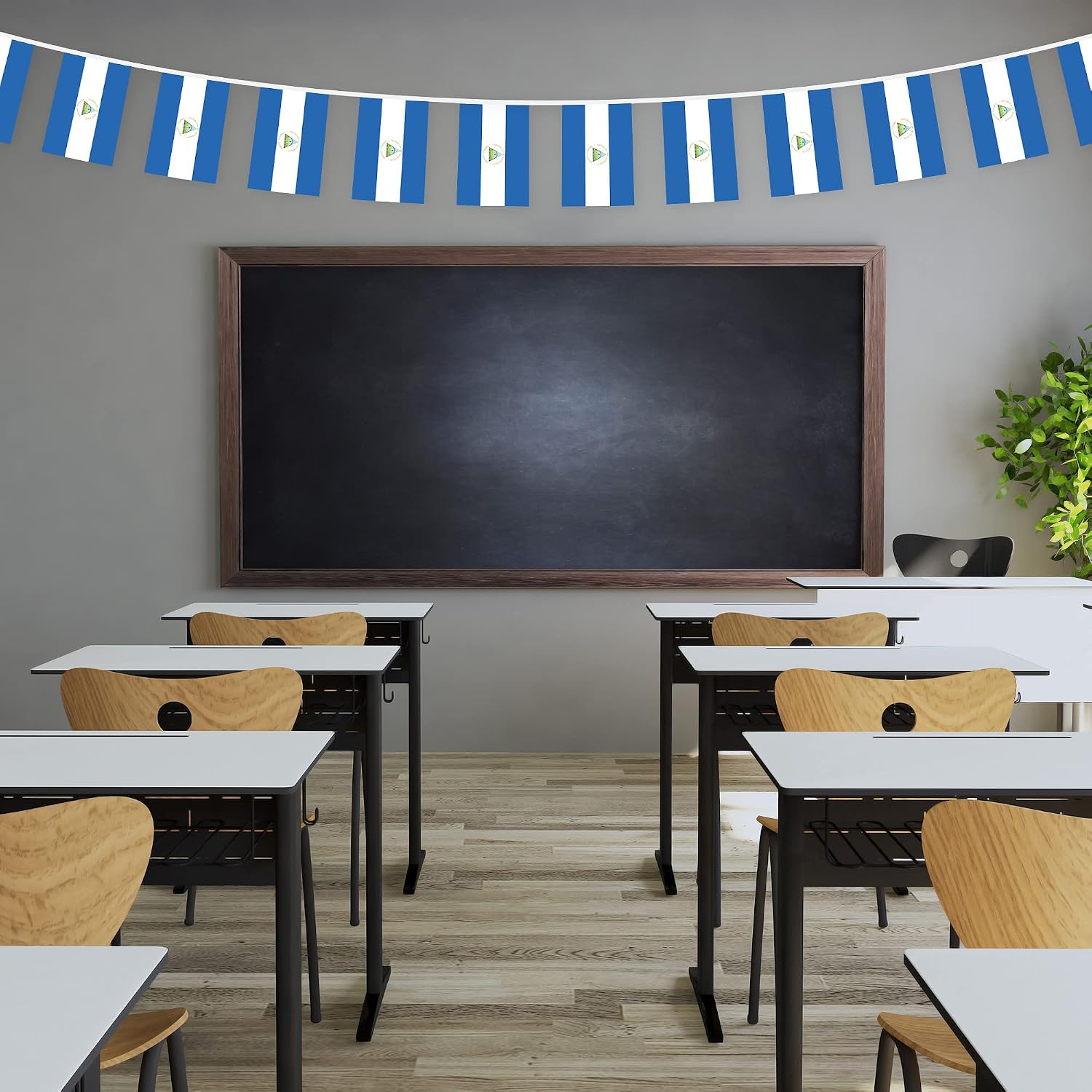 G128 Nicaragua Nicaraguan Bunting Banner | Flag 8.2 x 5.5 Inch, Full String 33 Feet | Printed 150D Polyester, Decorations For Bar, School