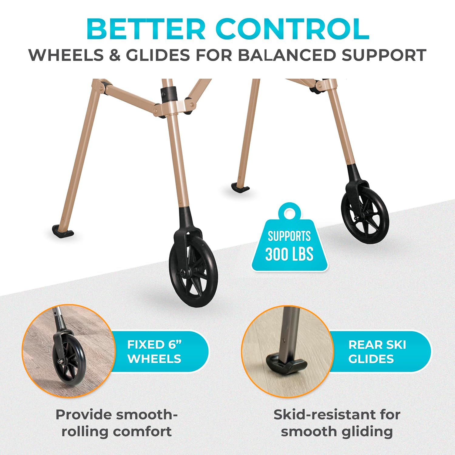 Stander Space Saver Walker Short, Lightweight Folding Rolling Mobility Aid for Juniors & Petite Adults