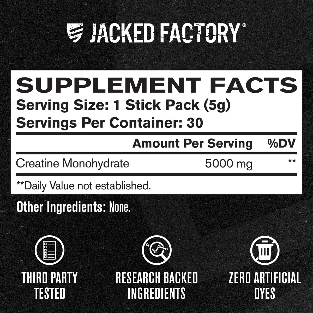 Jacked Factory Creatine Monohydrate Powder 425g - 5g Daily Micronized Creatine Monohydrate for Men and Women, Vegan-Friendly