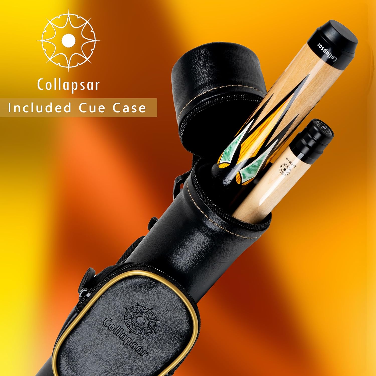 Collapsar CA Pool Stick with 1X1 Hard Case 58" Billiard Cue Stick | Canadian Maple Shaft with 13mm Cue Tip,19-21 oz Professional Pool Cue Set