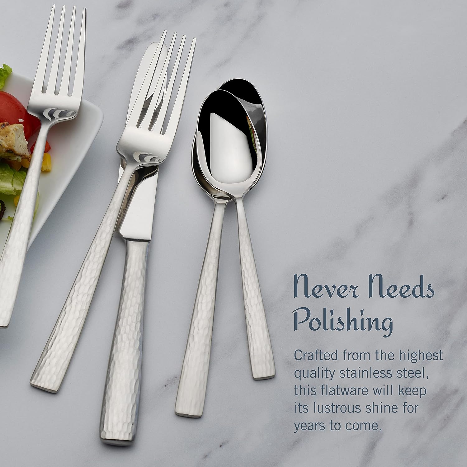 Mikasa, Virtuoso Frost Flatware Service for 12, 65 Piece Set, 18/10 Stainless Steel, Silverware Set with Serving Utensils