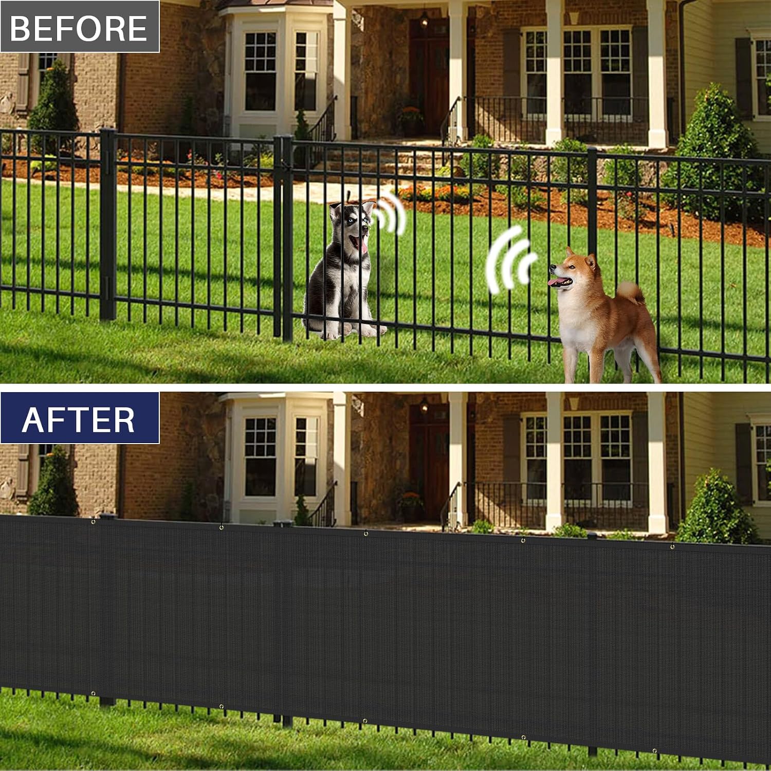 Windscreen4less Privacy Fence Screen 6' x 12' Heavy Duty Windscreen Fencing Mesh Fabric Shade Net Cover for Outdoor Wall Garden Yard Pool Deck, Black