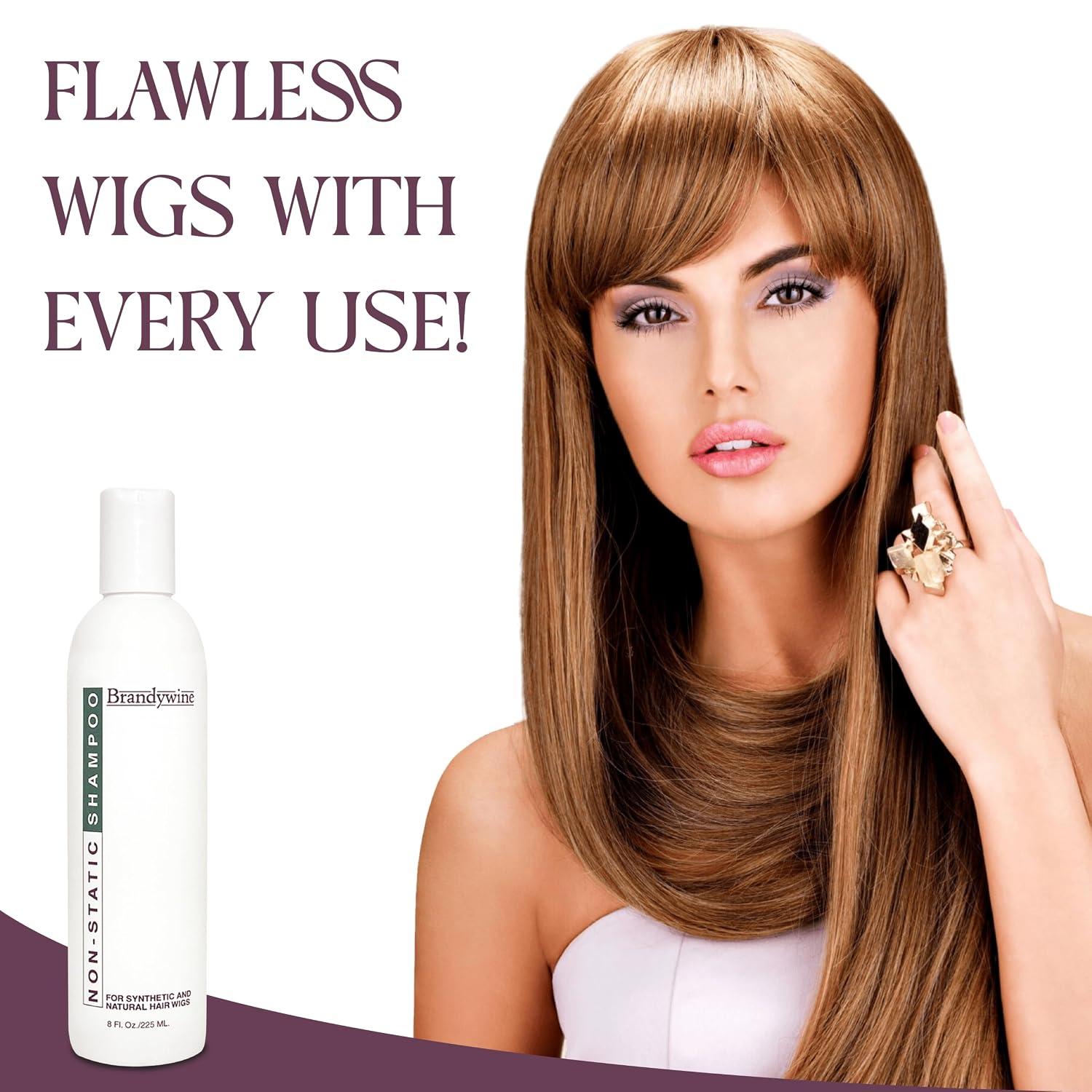 Non Static Shampoo for Synthetic & Human Hair Wigs, Hairpieces - 8 Fl Oz