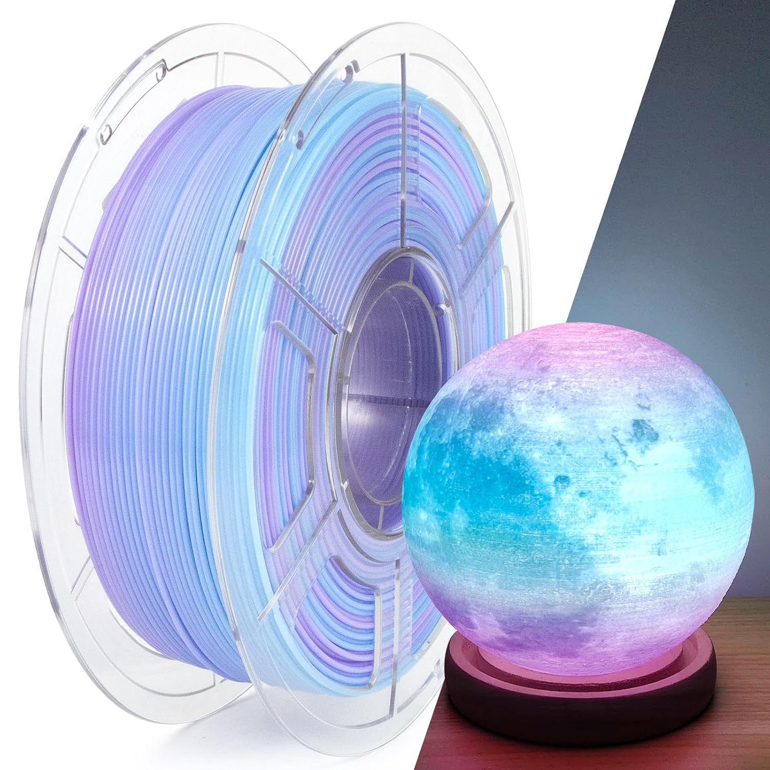 IEMAI Translucent PETG 3D Printer Filament 1.75mm 1kg Blue-Purple Gradient | Dual-Color Gradient with Glossy Translucent Finish