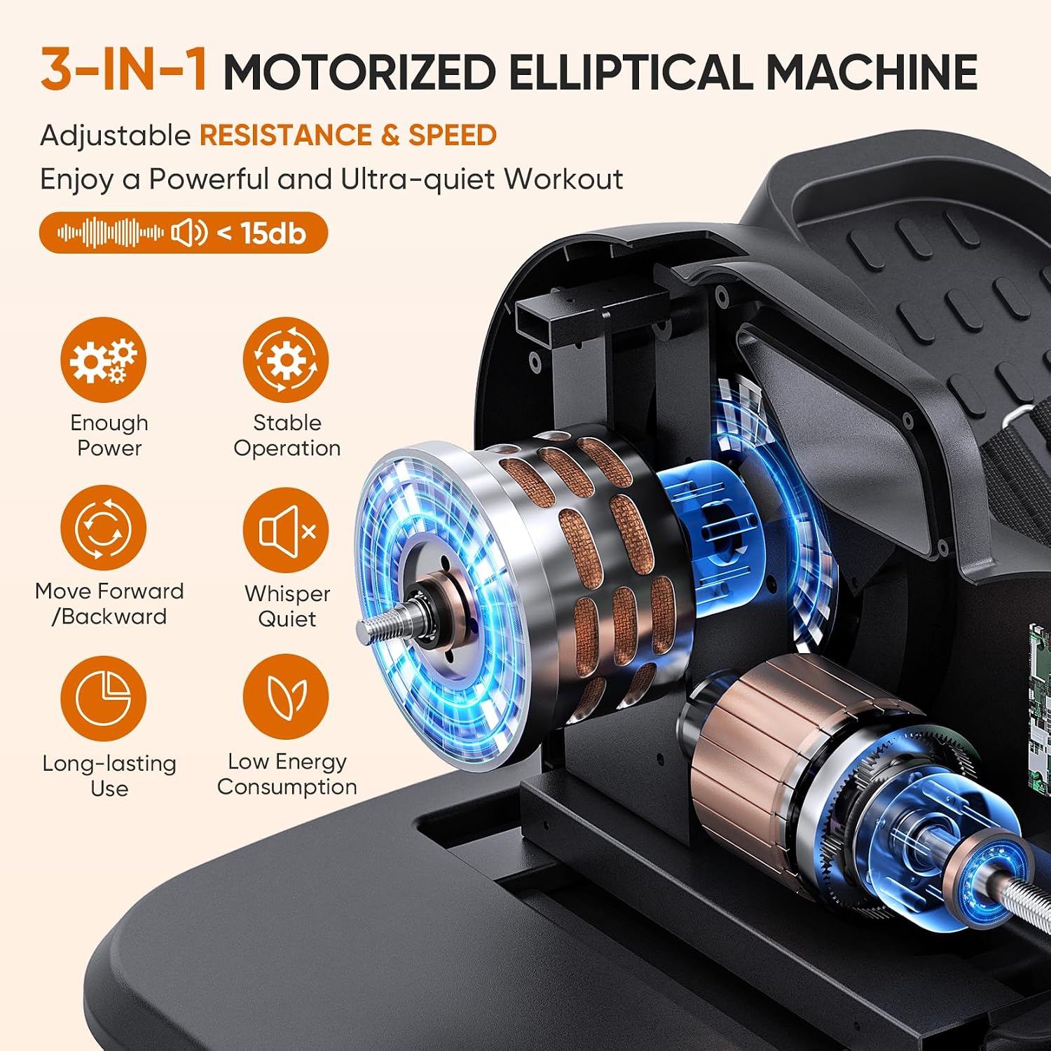 Dripex Under Desk Elliptical Machine, 3-in-1 Electric Leg Exerciser As Seen On TV, 16 Adjustable Speed & Resistance