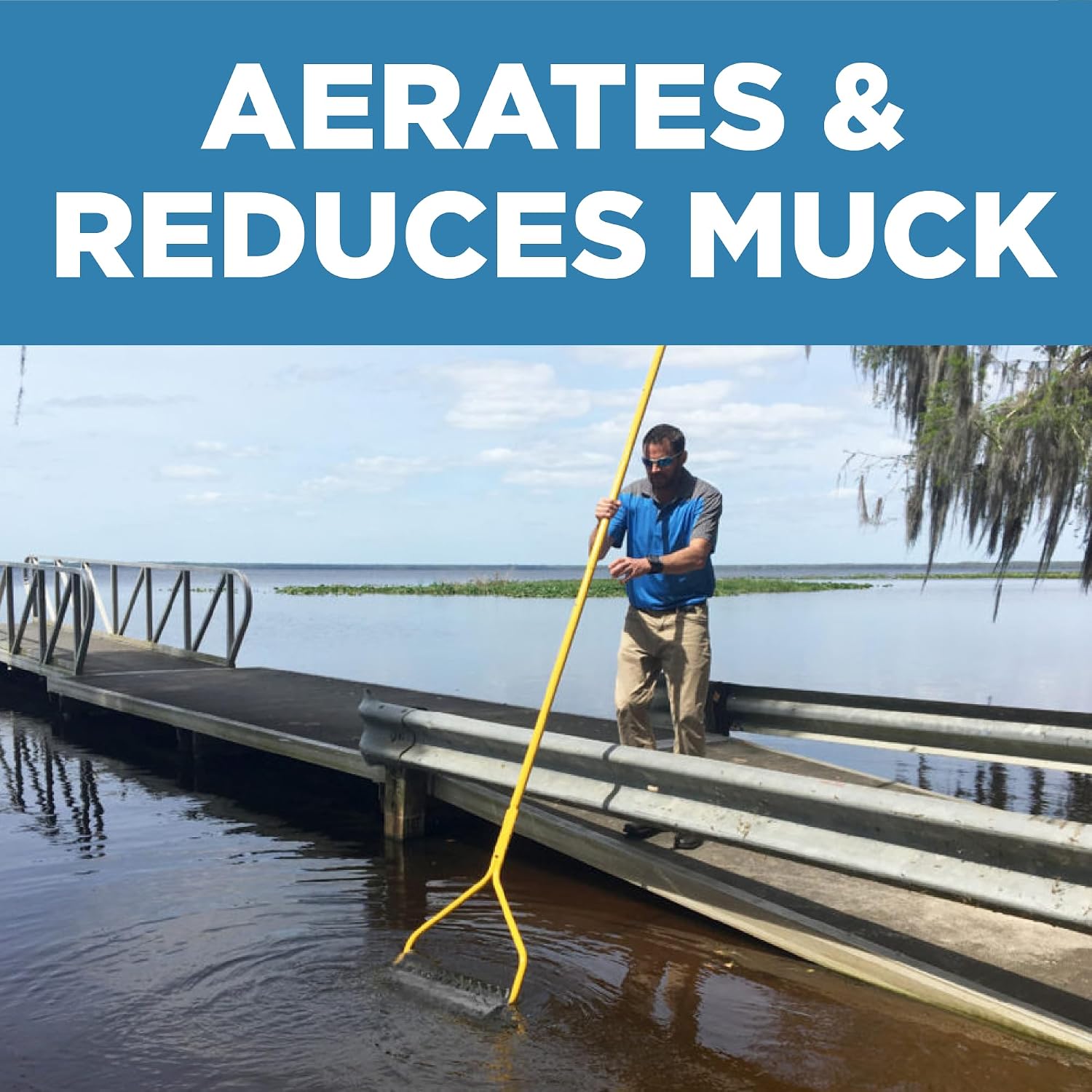 Jenlis Muck Razer Aquatic Weed & Sludge Tiller for Pond & Lake Shorelines | Heavy-duty tool reduces silt, scum, and mud, cleans sand beaches