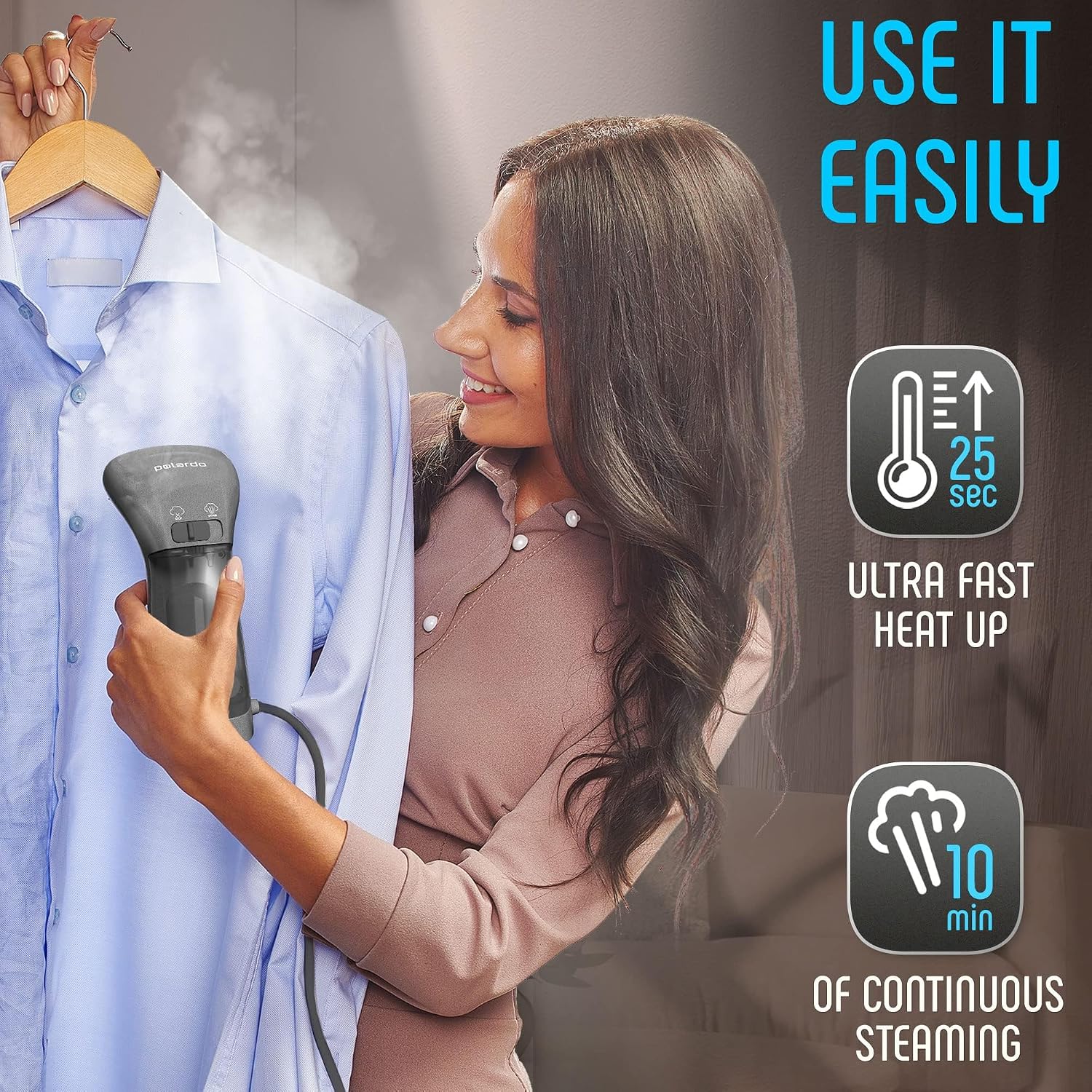 Polardo Travel Garment Steamer - Compact Portable Handheld Clothes Steamer with 360° Anti-Spill Technology