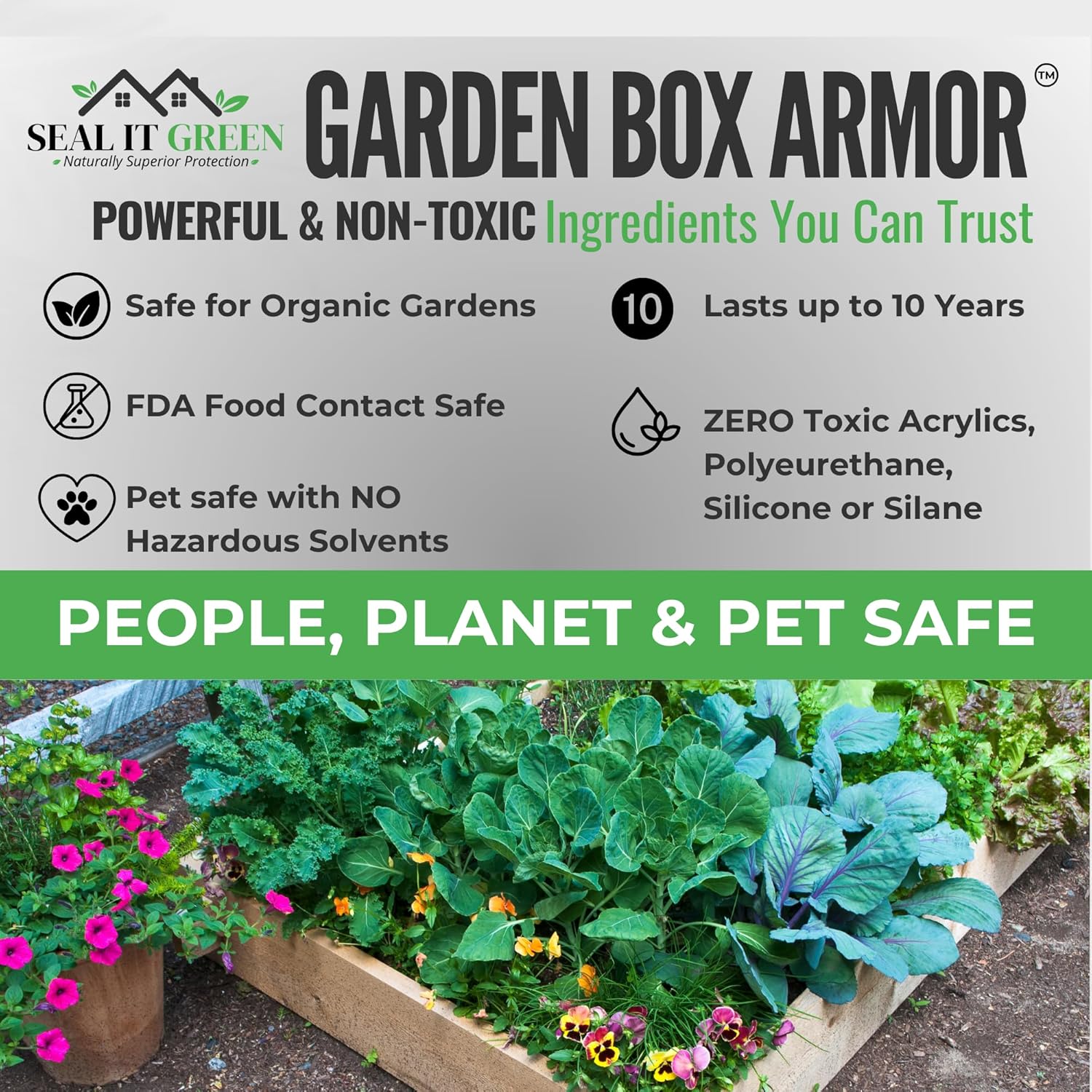Garden Box Sealer | FDA Food Contact Safe Plant-Based Wood Sealant for Raised Bed