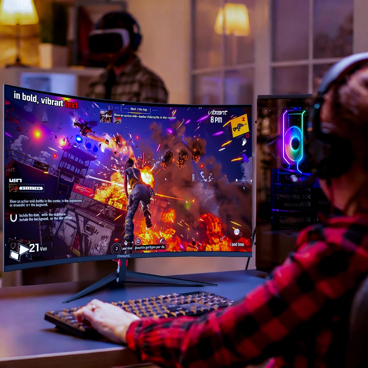 34 Inch Ultrawide Curved Gaming Monitor - WQHD 3440x1440p, 165Hz, 120% sRGB, FreeSync, VESA Mountable (DP&HDMI Cable Incl.) - Immersive PC Monitor for Gamers & Professionals, Black
